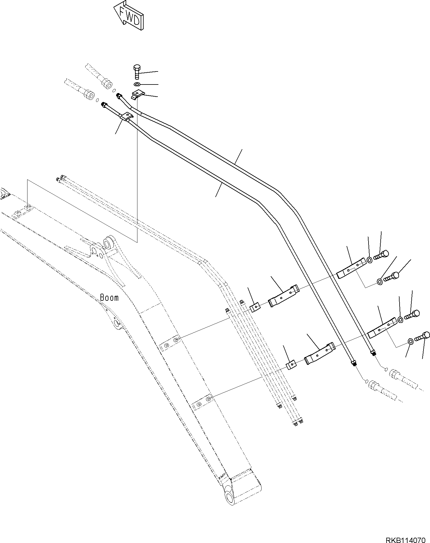 Komatsu parts book diagram for PC30MR-5 S/N F50002 AND UP: BOOM UNIT, ATTACHMENT PIPING