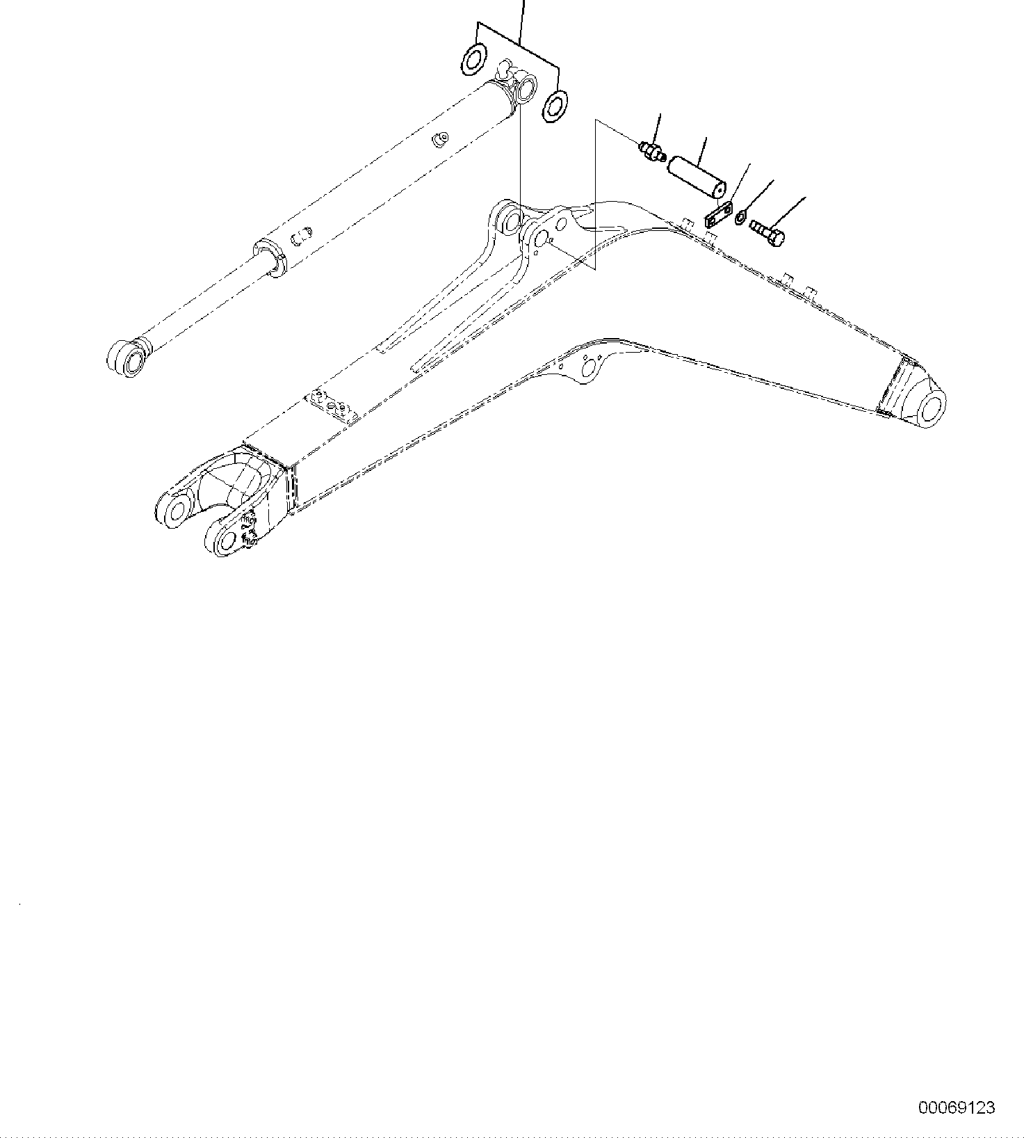 Komatsu parts book diagram for PC30MR-5 S/N F50002 AND UP: BOOM UNIT, PIN, ARM CYLINDER