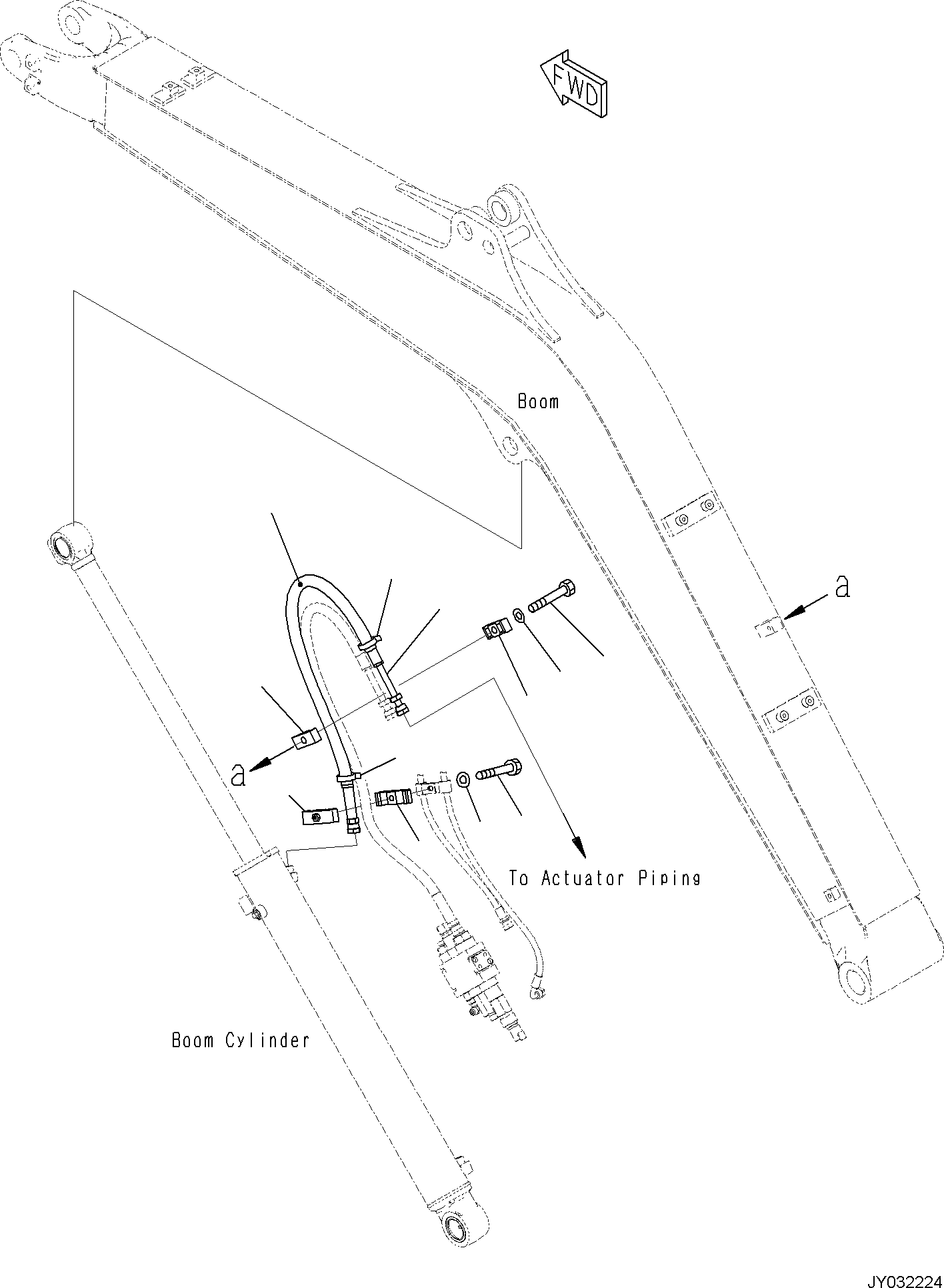 Komatsu parts book diagram for PC30MR-5 S/N F50002 AND UP: BOOM UNIT, BOOM CYLINDER PIPING