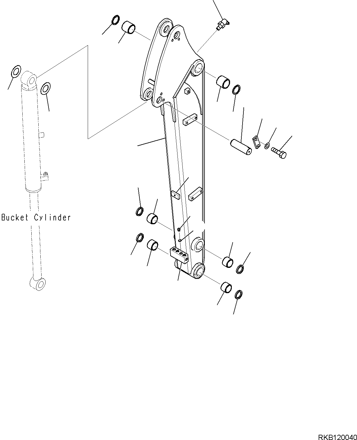 Komatsu parts book diagram for PC30MR-5 S/N F50002 AND UP: ARM UNIT, ARM AND PIN