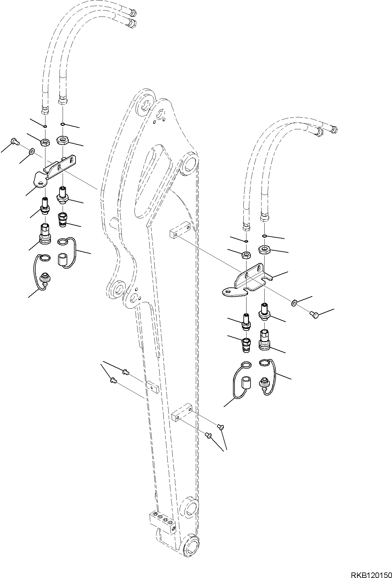 Komatsu parts book diagram for PC30MR-5 S/N F50002 AND UP: ARM UNIT, ADDITIONAL PIPING (1/2)