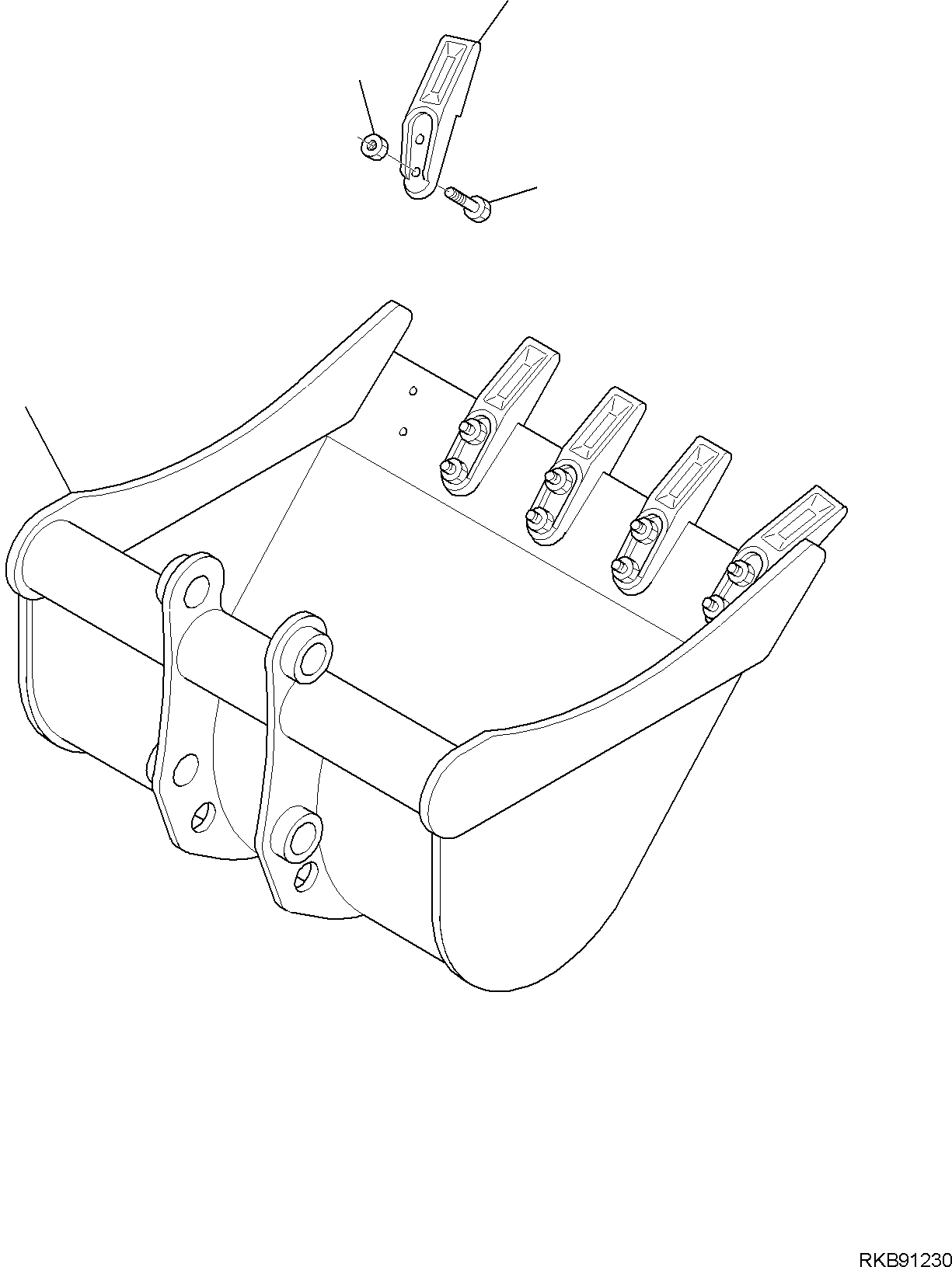 Komatsu parts book diagram for PC30MR-5 S/N F50002 AND UP: BUCKET, INNER PARTS, BUCKET