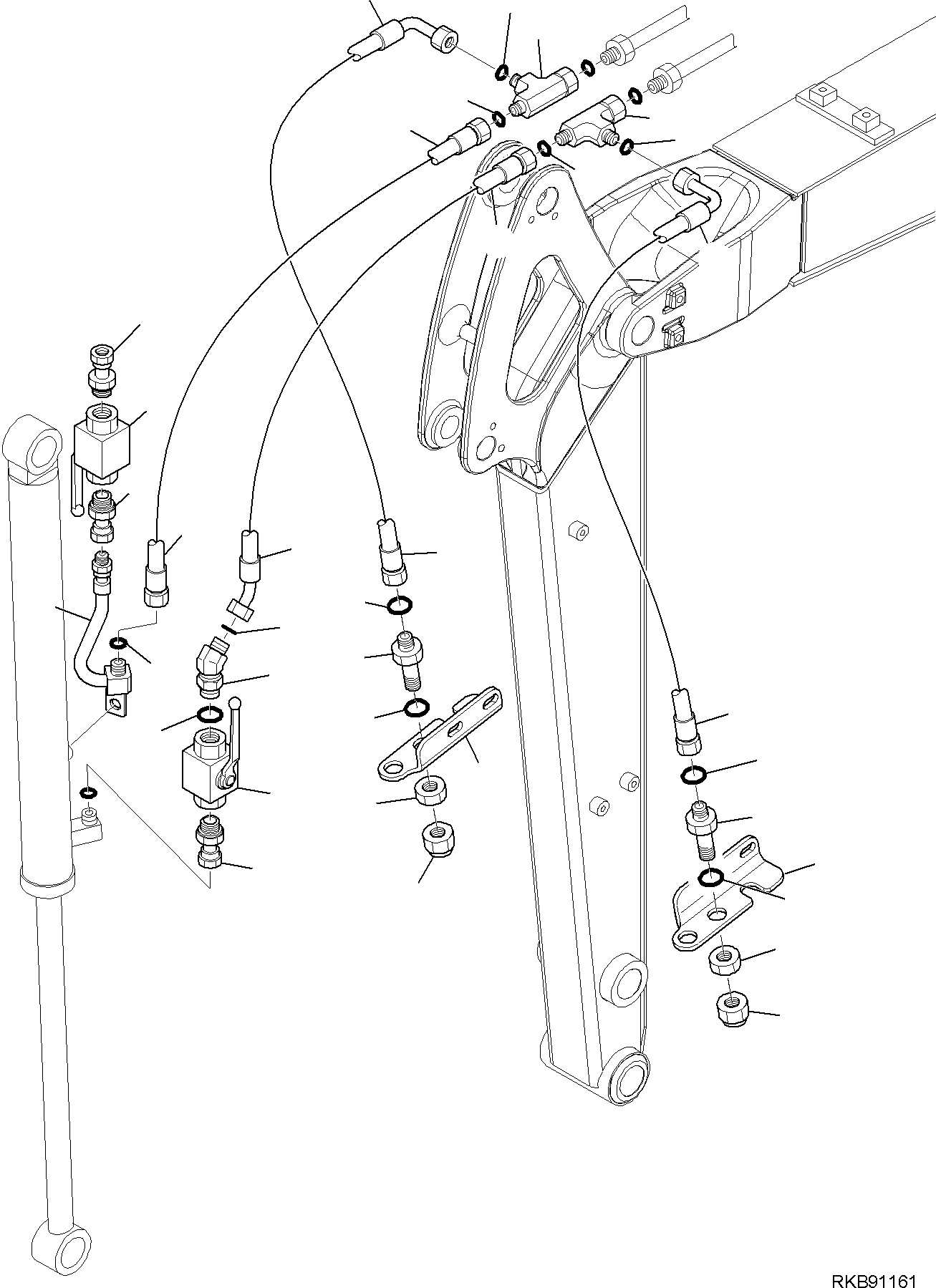 Komatsu parts book diagram for PC30MR-5 S/N F50002 AND UP: CUTTING AND ROTATING BUCKET FOR STANDARD ARM, CUTTING AND ROTATING BUCKET, HYDRAULIC PIPING