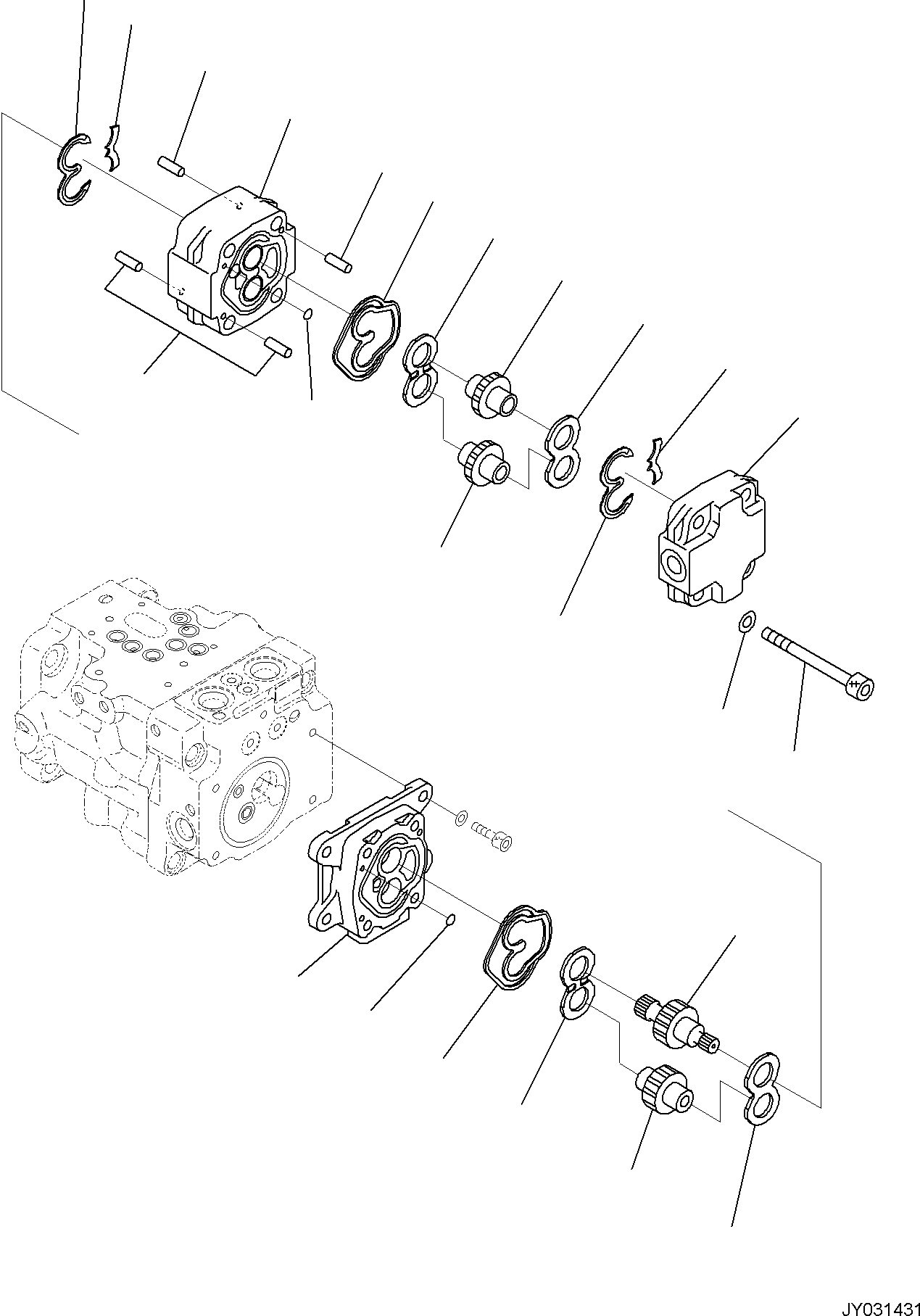 Komatsu parts book diagram for PC35MR-5 S/N F50003 AND UP: ENGINE RELATED PARTS FOR CANOPY, ENGINE RELATED PARTS, INNER PARTS, PISTON PUMP (5/7)