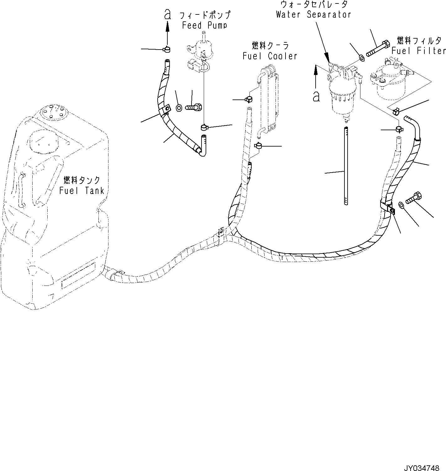 Komatsu parts book diagram for PC35MR-5 S/N F50003 AND UP: ENGINE RELATED PARTS FOR CANOPY, ENGINE RELATED PARTS, FUEL PIPING