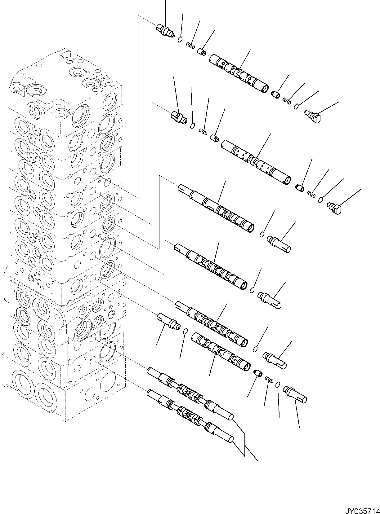 Komatsu parts book diagram for PC35MR-5 S/N F50003 AND UP: CONTROL VALVE, 10-VALVE (3/26)