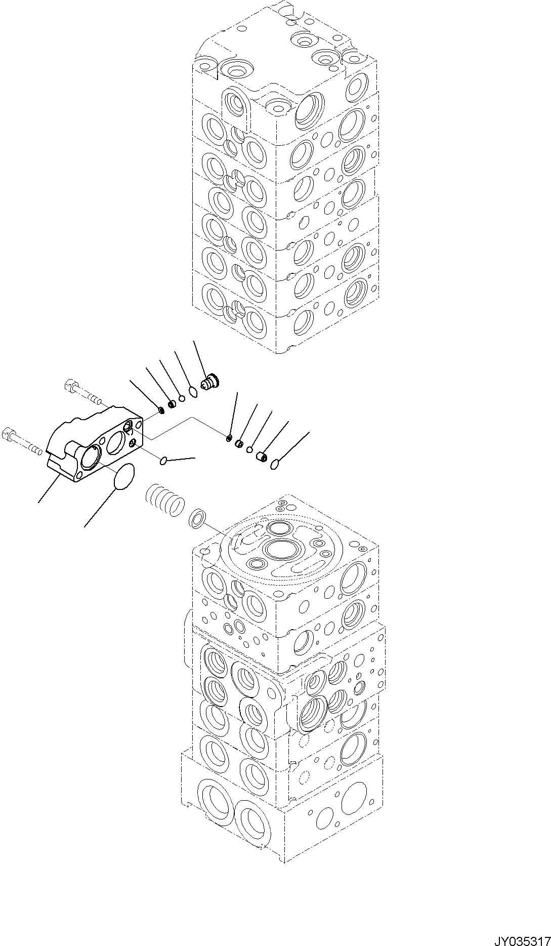Komatsu parts book diagram for PC35MR-5 S/N F50003 AND UP: CONTROL VALVE, 10-VALVE (7/26)