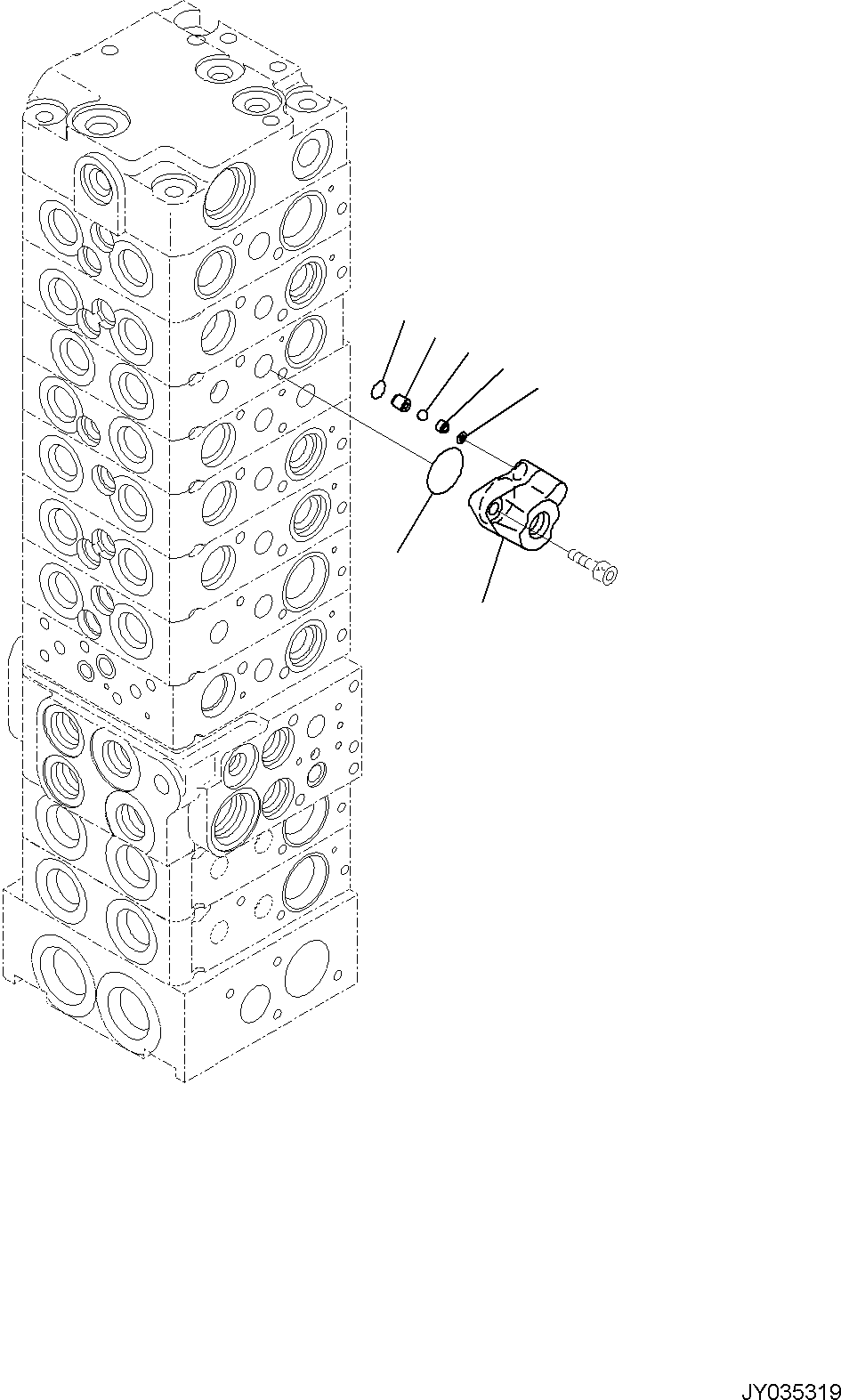 Komatsu parts book diagram for PC35MR-5 S/N F50003 AND UP: CONTROL VALVE, 10-VALVE (9/26)