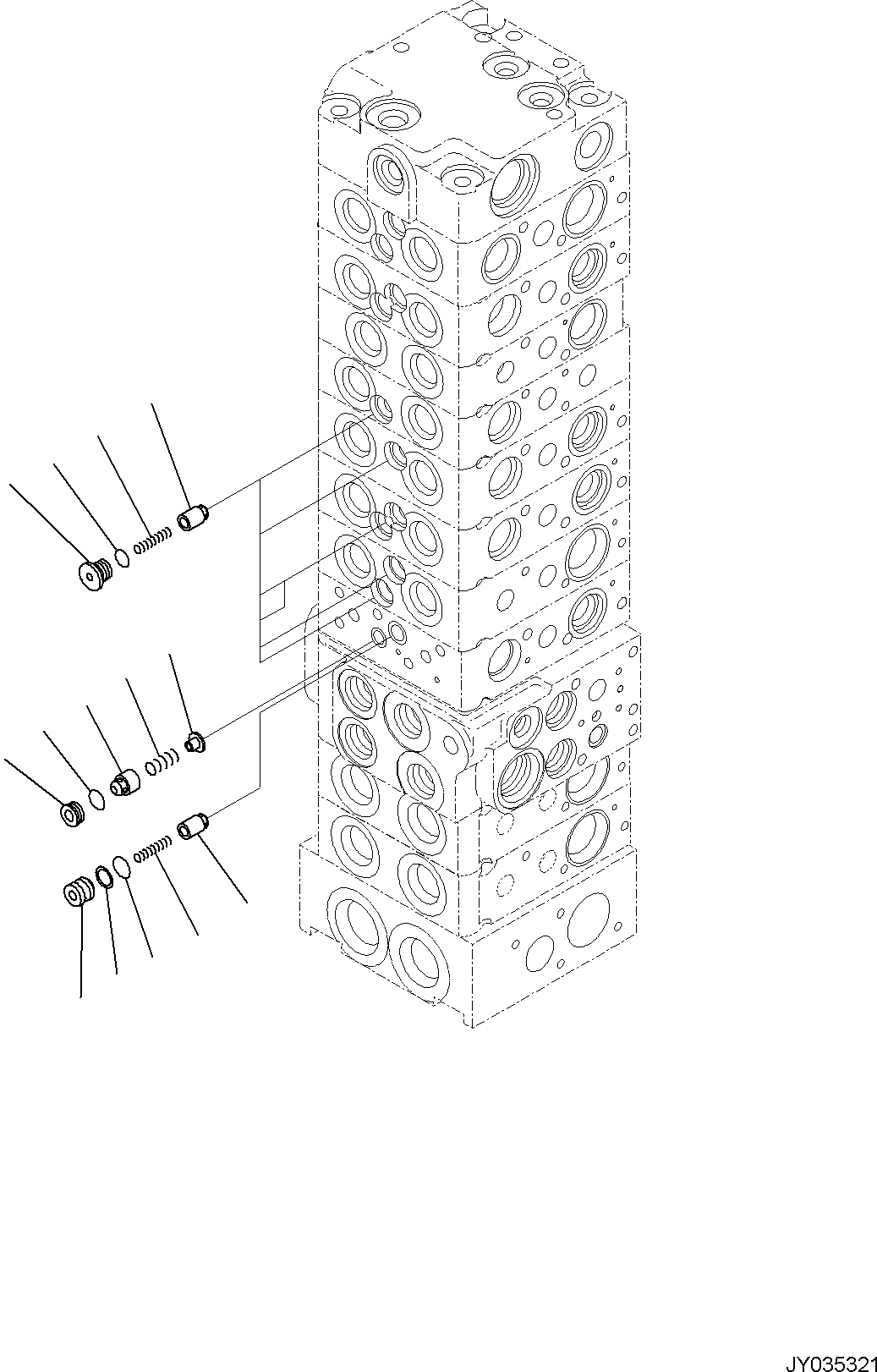 Komatsu parts book diagram for PC35MR-5 S/N F50003 AND UP: CONTROL VALVE, 10-VALVE (11/26)