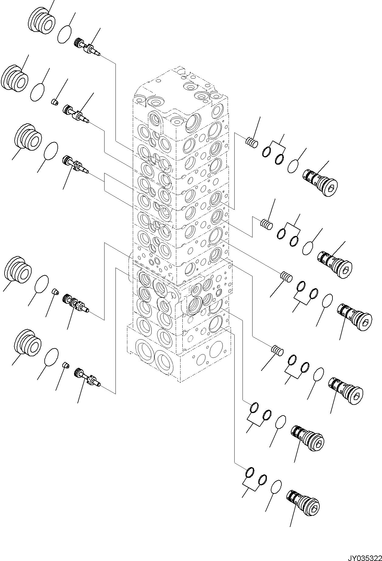 Komatsu parts book diagram for PC35MR-5 S/N F50003 AND UP: CONTROL VALVE, 10-VALVE (12/26)