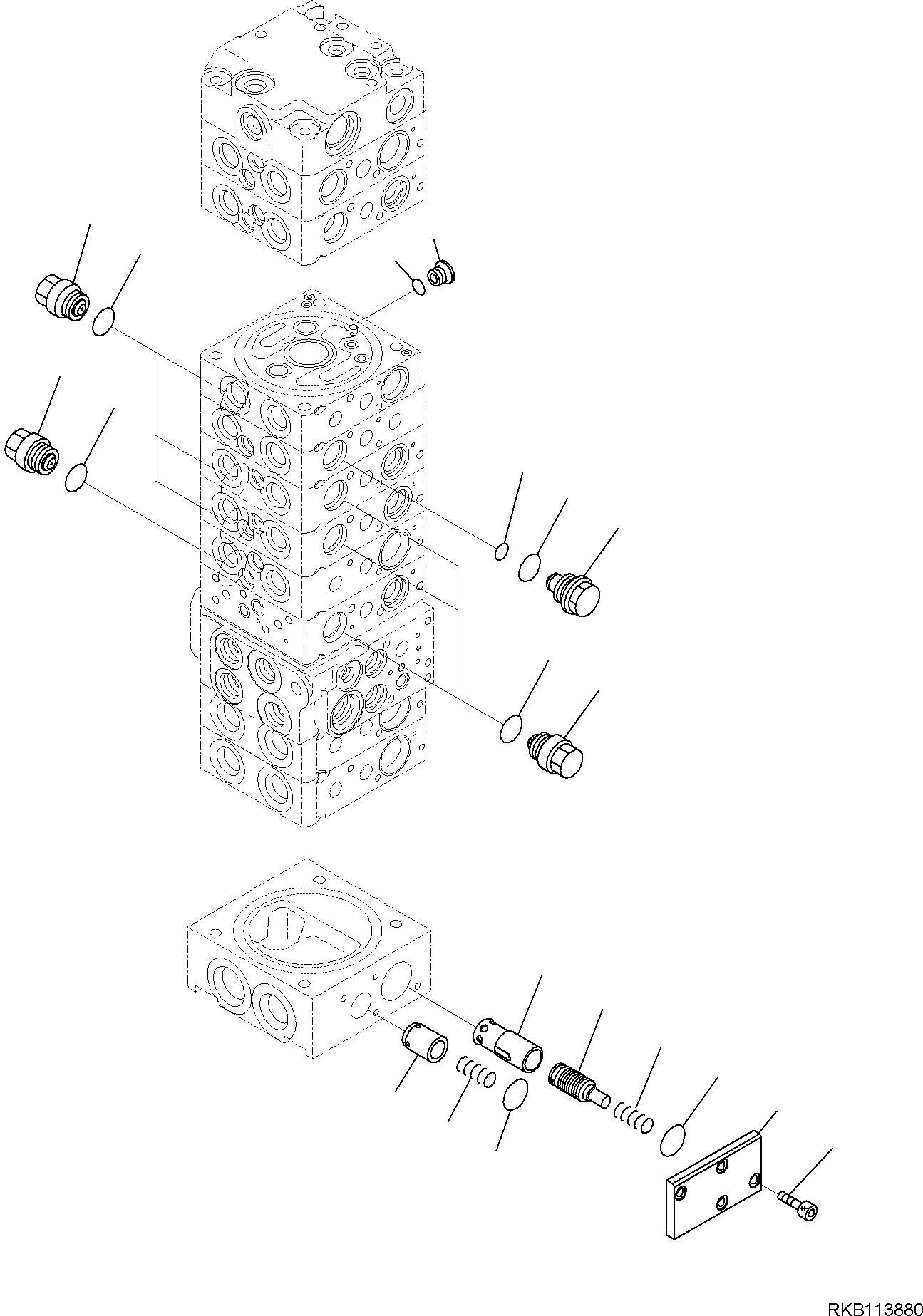 Komatsu parts book diagram for PC35MR-5 S/N F50003 AND UP: CONTROL VALVE, 10-VALVE (13/26)