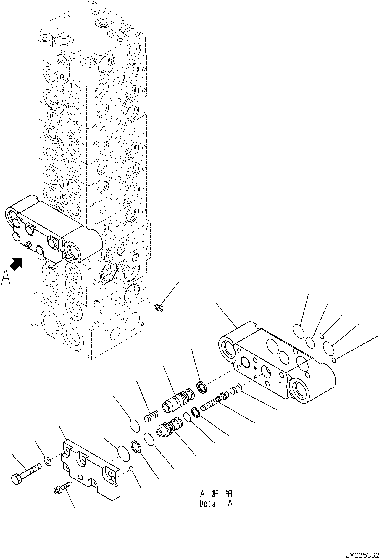 Komatsu parts book diagram for PC35MR-5 S/N F50003 AND UP: CONTROL VALVE, 10-VALVE (18/26)