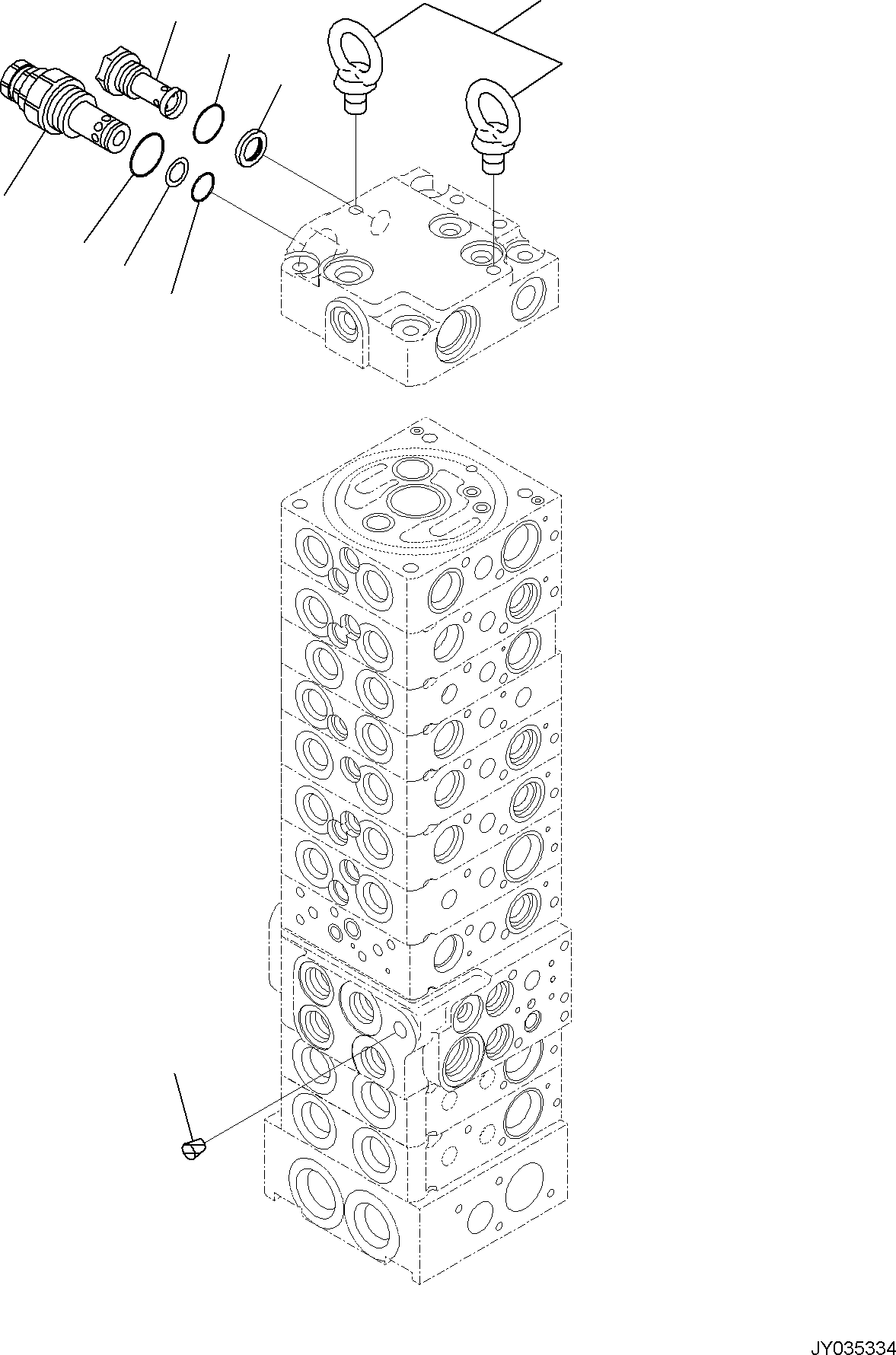 Komatsu parts book diagram for PC35MR-5 S/N F50003 AND UP: CONTROL VALVE, 10-VALVE (20/26)