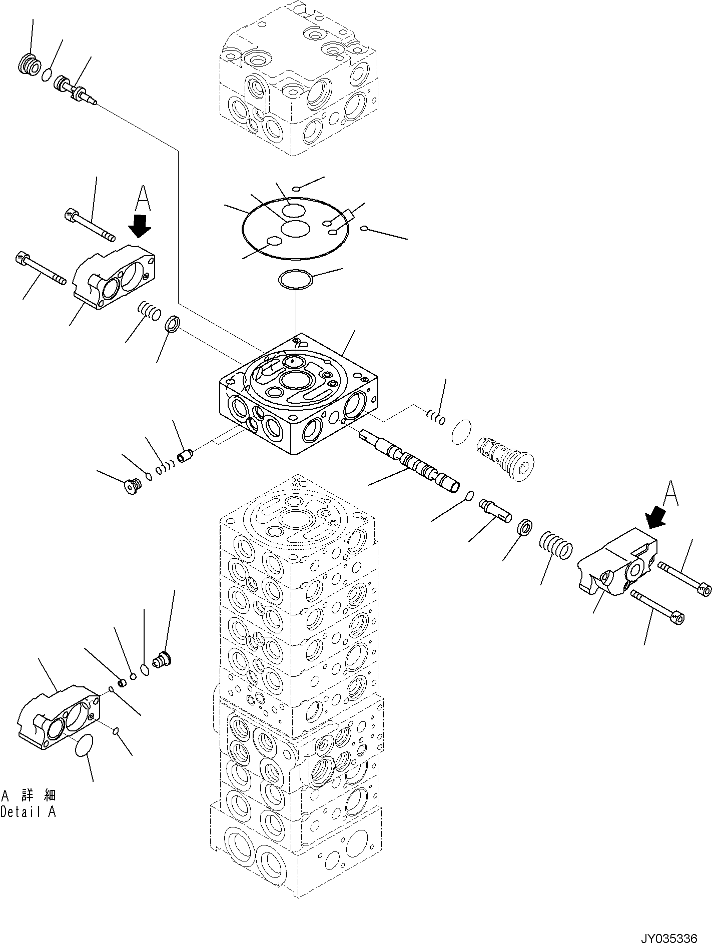 Komatsu parts book diagram for PC35MR-5 S/N F50003 AND UP: CONTROL VALVE, 10-VALVE (22/26)