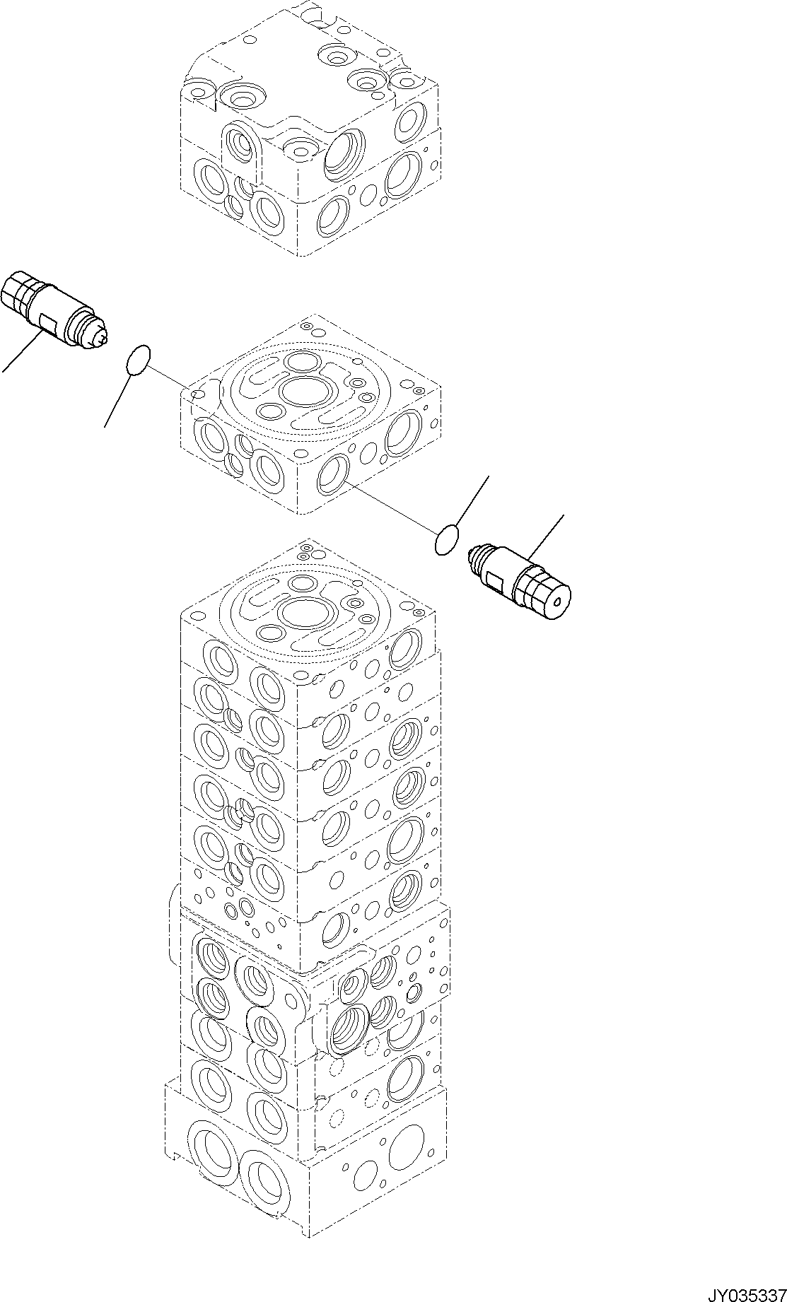 Komatsu parts book diagram for PC35MR-5 S/N F50003 AND UP: CONTROL VALVE, 10-VALVE (23/26)