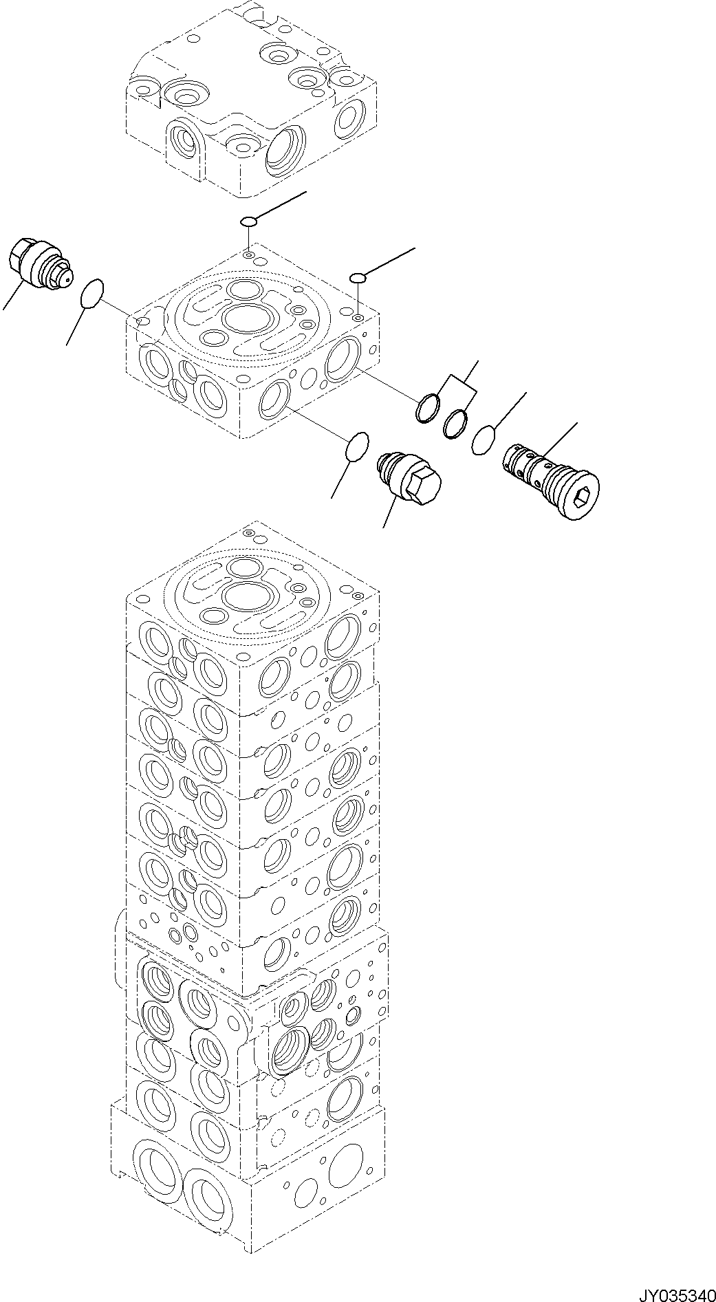Komatsu parts book diagram for PC35MR-5 S/N F50003 AND UP: CONTROL VALVE, 10-VALVE (26/26)