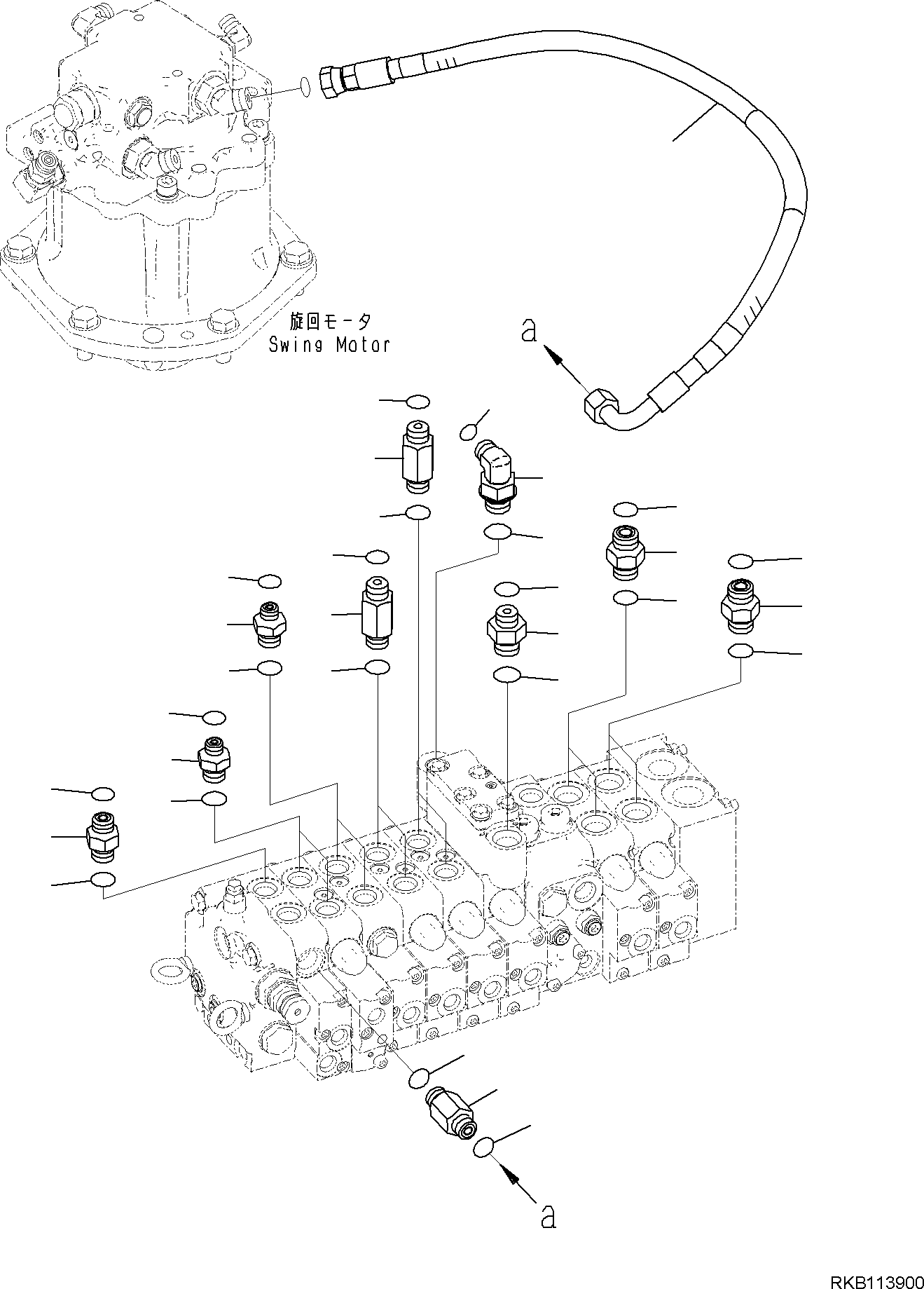 Komatsu parts book diagram for PC35MR-5 S/N F50003 AND UP: CONTROL VALVE, CONNECTING PARTS (2/3)