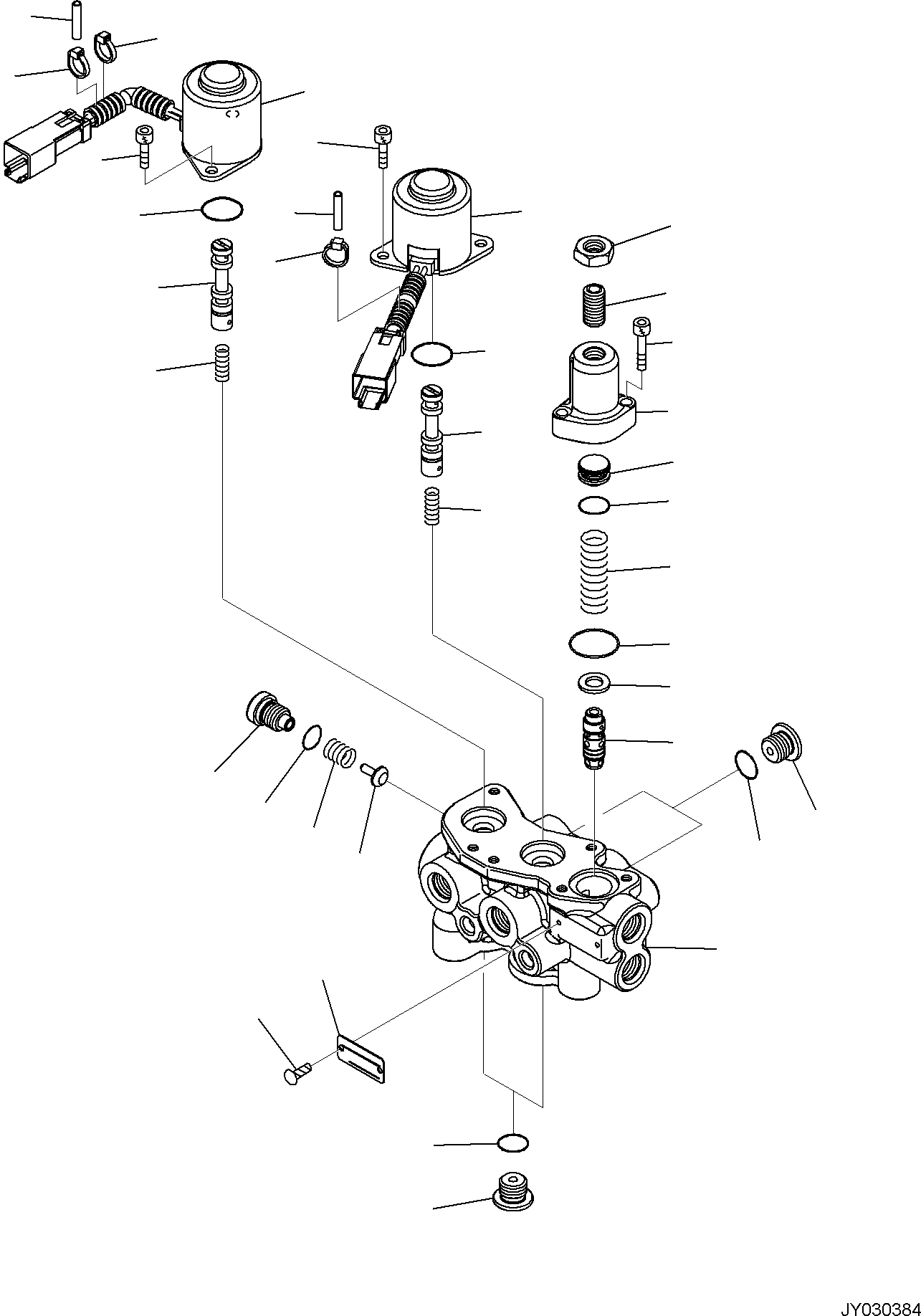 Komatsu parts book diagram for PC35MR-5 S/N F50003 AND UP: CONTROL VALVE, TRAVEL AND PPC LOCK SOLENOID VALVE