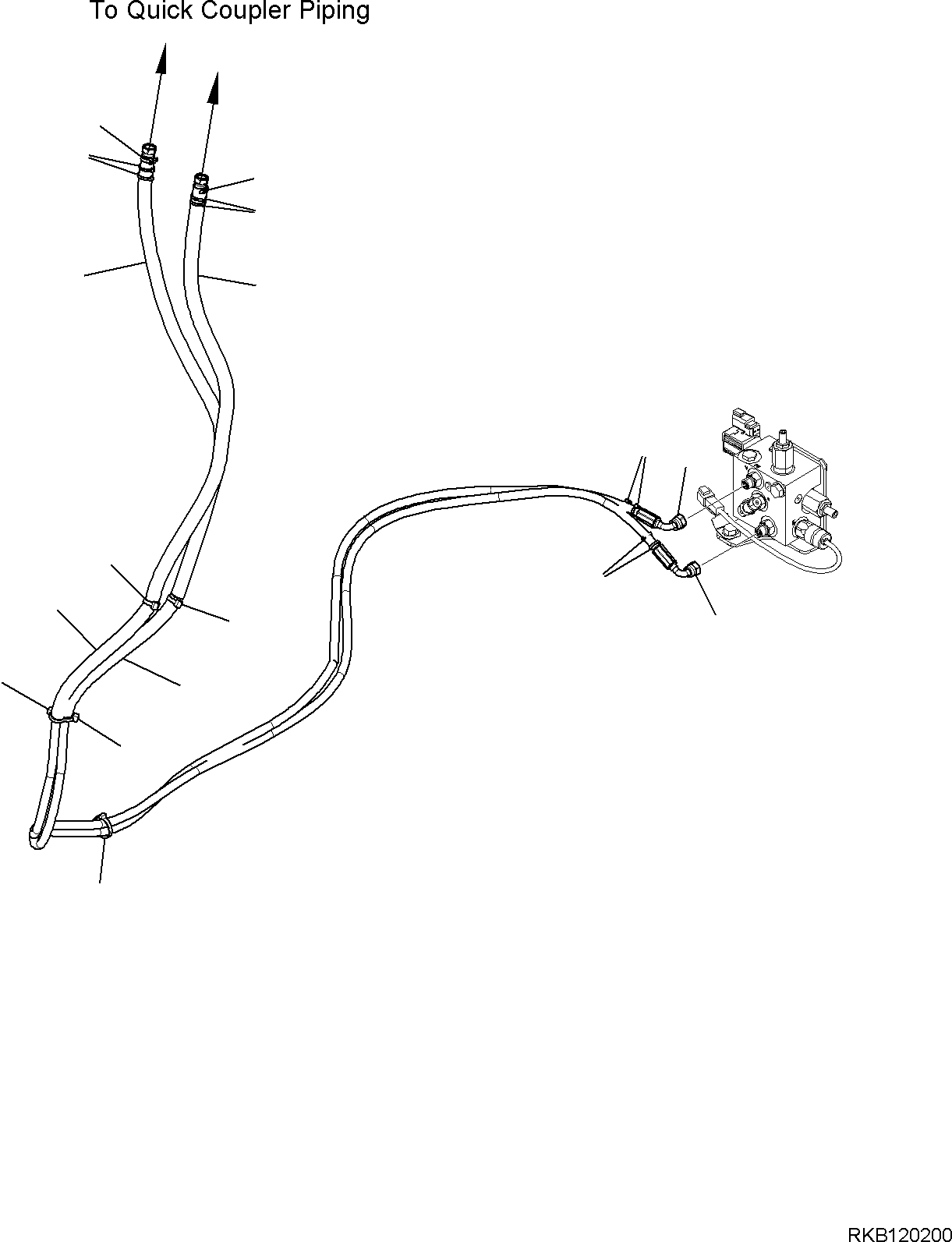 Komatsu parts book diagram for PC35MR-5 S/N F50003 AND UP: ACTUATOR PIPING, QUICK COUPLER, DOUBLE EFFECT, ATTACHMENT PIPING