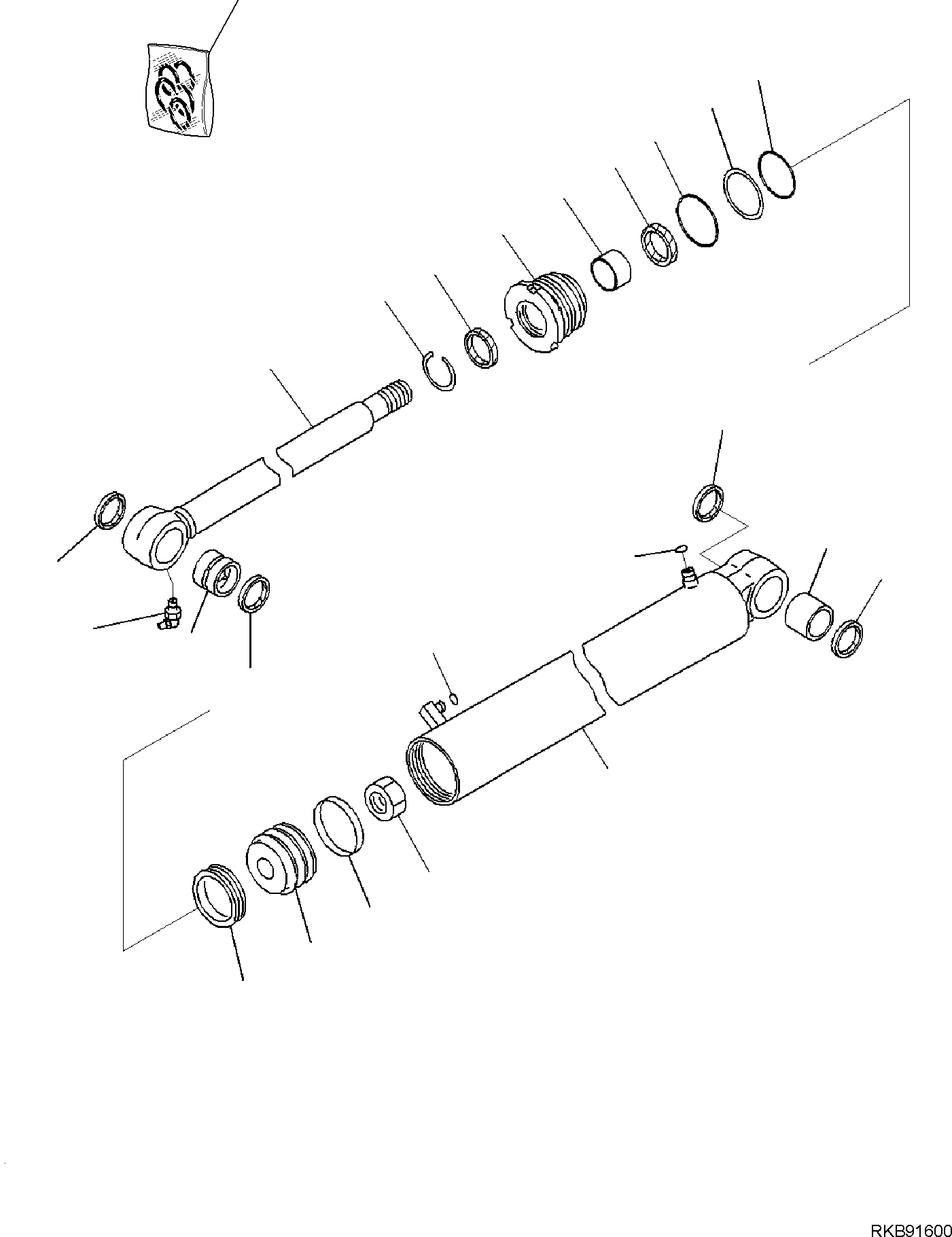 Komatsu parts book diagram for PC35MR-5 S/N F50003 AND UP: BOOM SWING CYLINDER, INNER PARTS