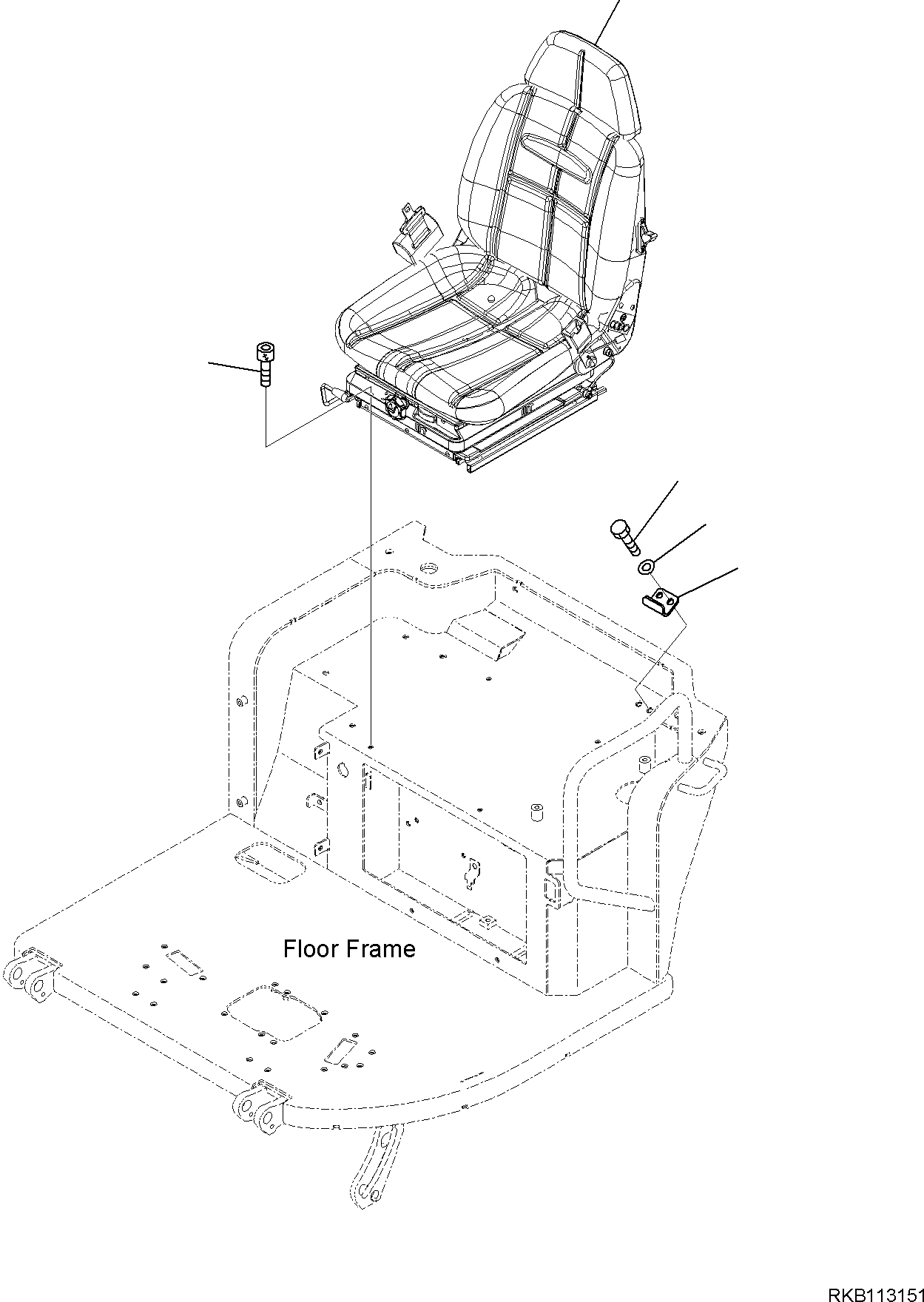 Komatsu parts book diagram for PC35MR-5 S/N F50003 AND UP: OPERATOR'S SEAT FOR CAB, MOUNTING