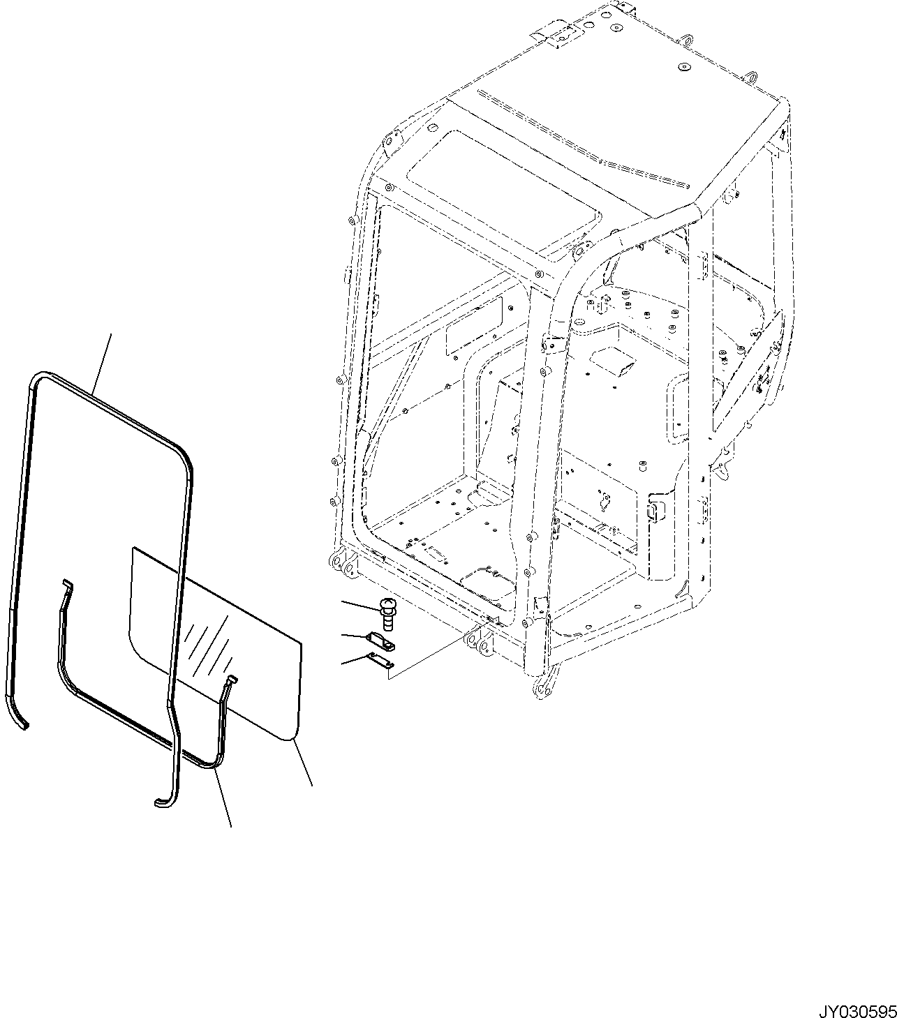 Komatsu parts book diagram for PC35MR-5 S/N F50003 AND UP: CAB, FRONT LOWER WINDOW