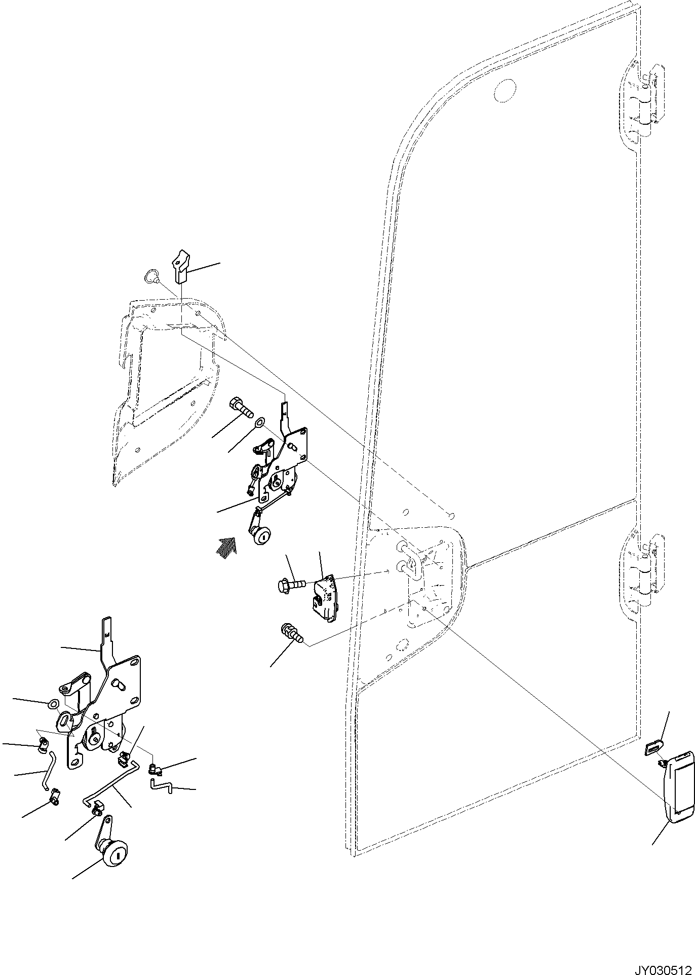 Komatsu parts book diagram for PC35MR-5 S/N F50003 AND UP: CAB, DOOR LOCK (1/2)