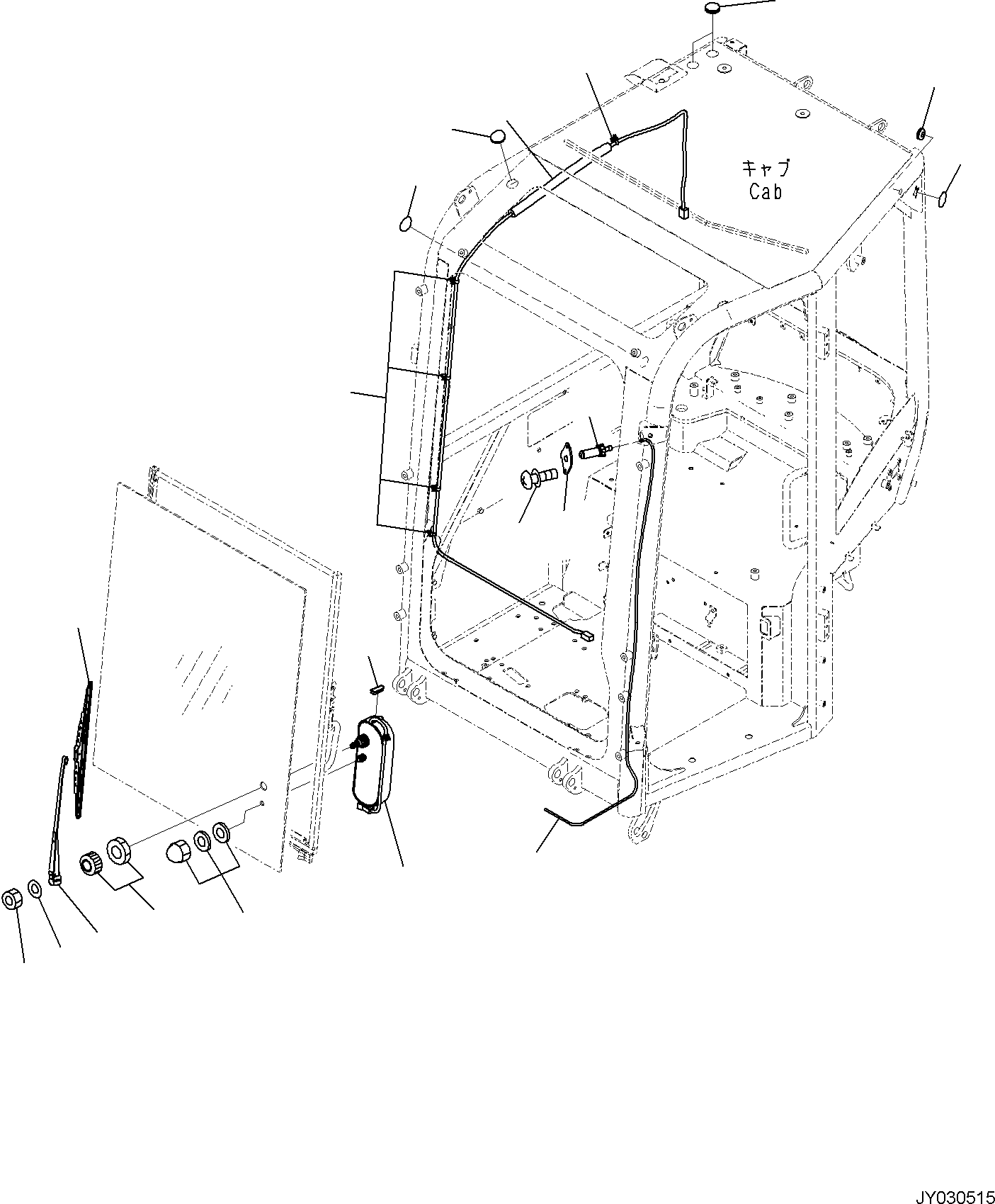 Komatsu parts book diagram for PC35MR-5 S/N F50003 AND UP: CAB, WIPER