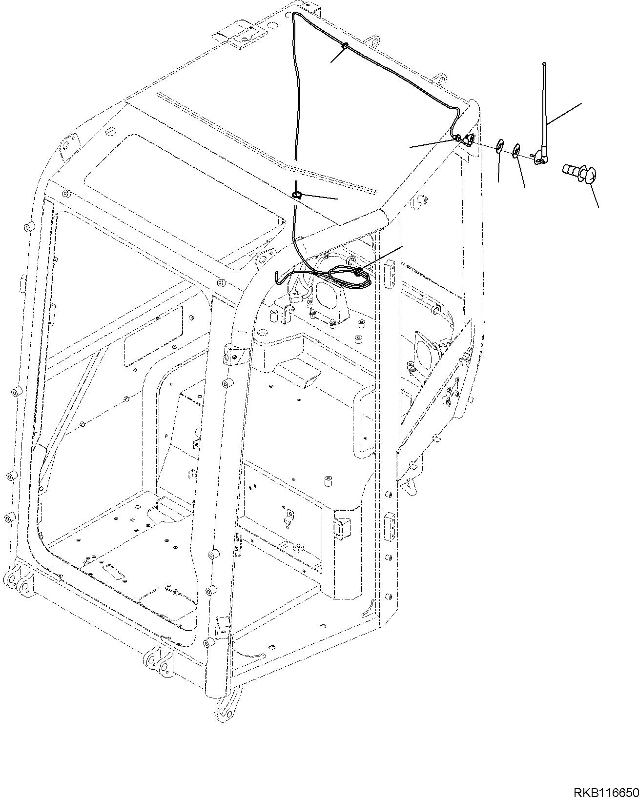 Komatsu parts book diagram for PC35MR-5 S/N F50003 AND UP: CAB, ANTENNA