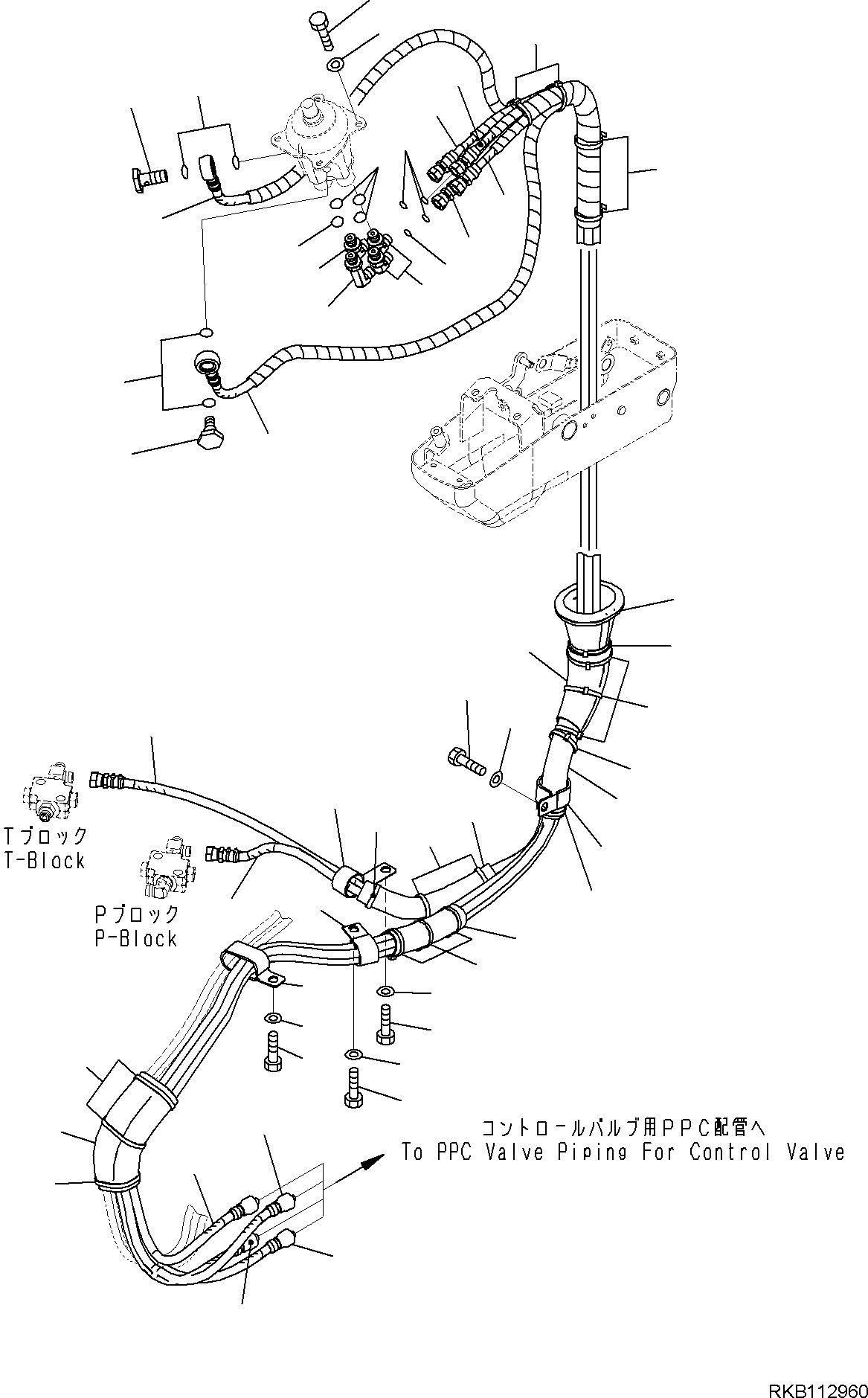 Komatsu parts book diagram for PC35MR-5 S/N F50003 AND UP: CAB, PPC PIPING, L.H.