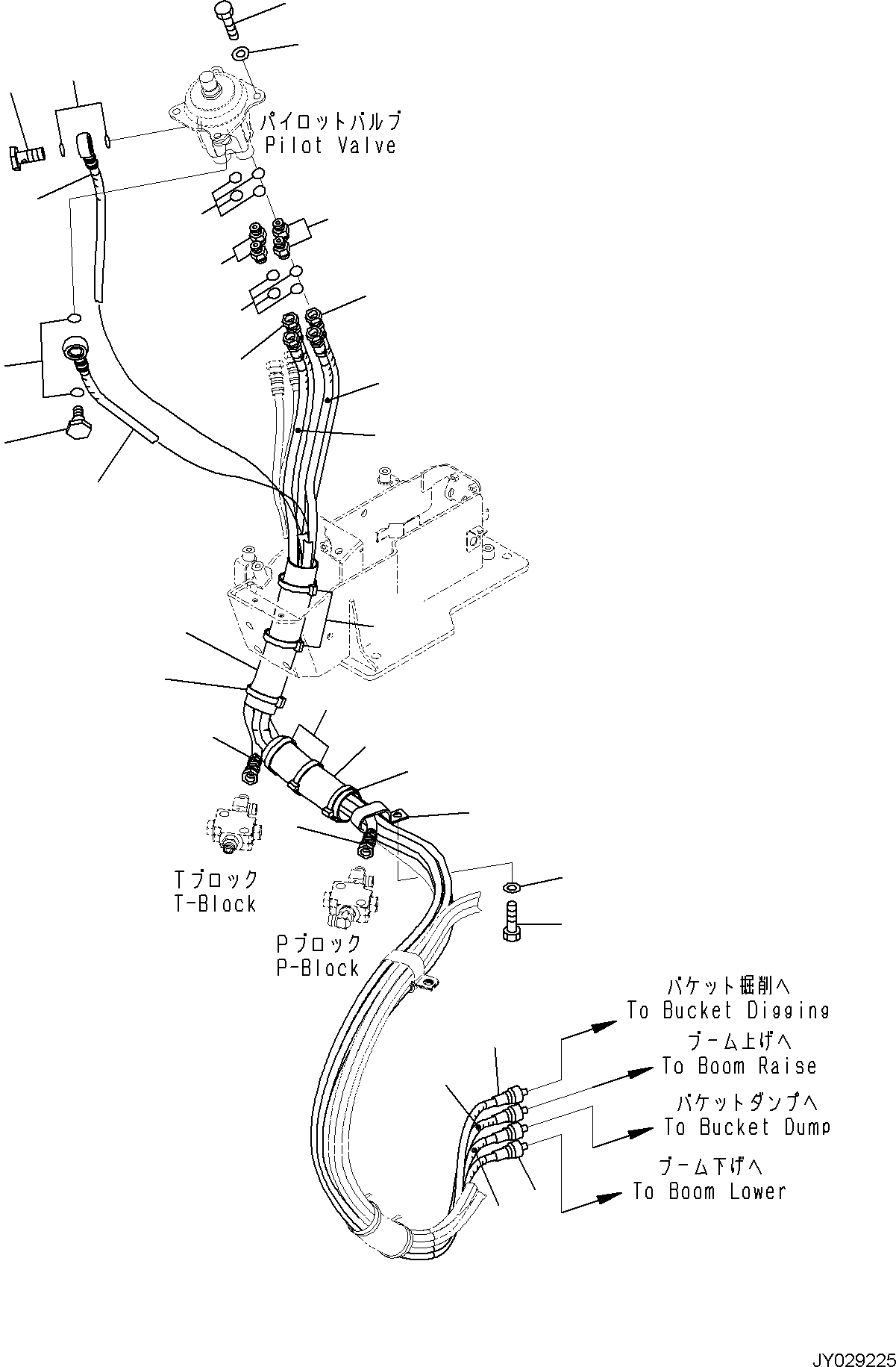 Komatsu parts book diagram for PC35MR-5 S/N F50003 AND UP: CAB, CAB, 2-ATTACHMENT, PPC PIPING, R.H.