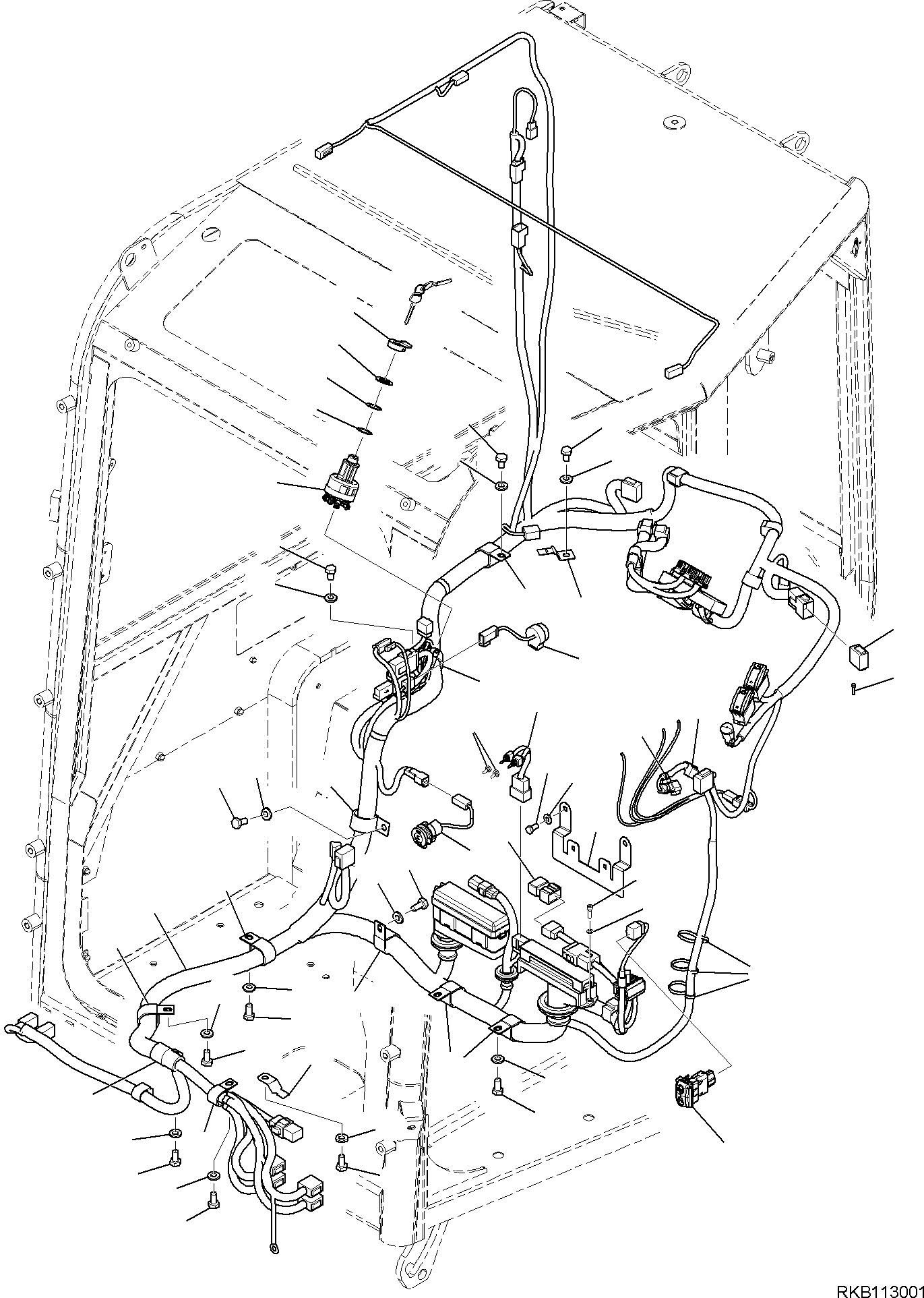 Komatsu parts book diagram for PC35MR-5 S/N F50003 AND UP: CAB, CAB, 2-ATTACHMENT, CAB WIRING HARNESS