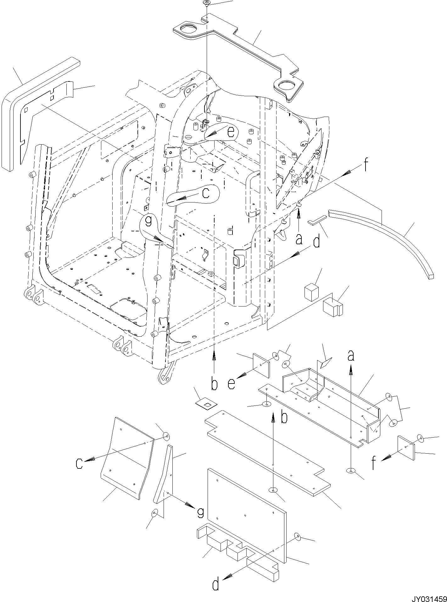 Komatsu parts book diagram for PC35MR-5 S/N F50003 AND UP: CAB, CAB, WITH AIR CONDITIONER, 2-ATTACHMENT, FLOOR, UNDER SHEET