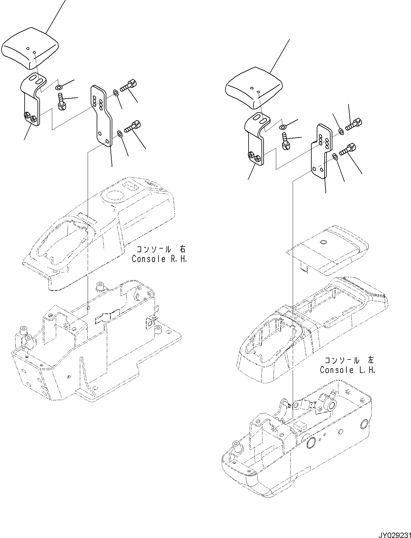 Komatsu parts book diagram for PC35MR-5 S/N F50003 AND UP: CAB, WRIST REST