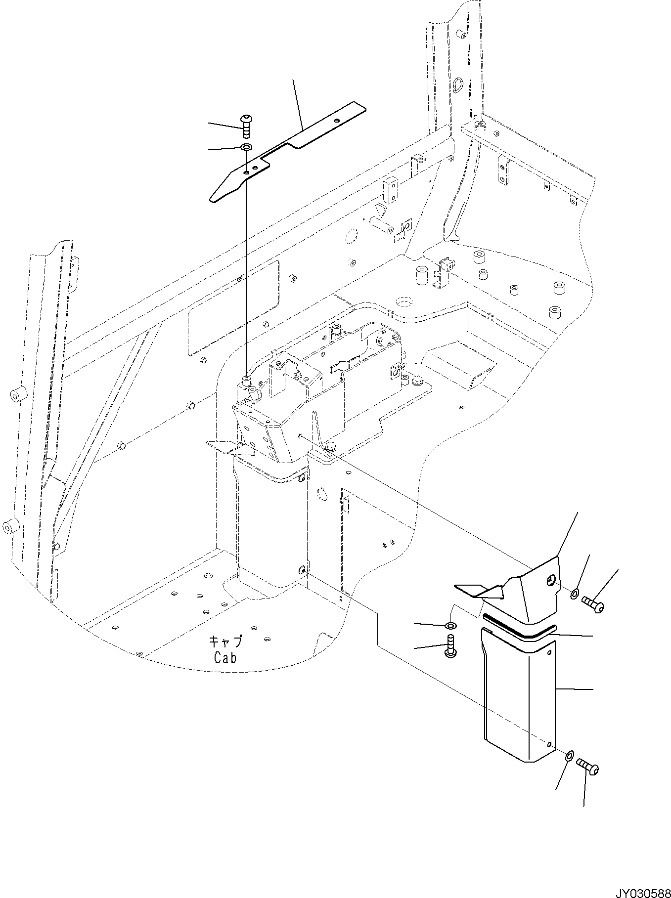 Komatsu parts book diagram for PC35MR-5 S/N F50003 AND UP: CAB, CAB IN PARTS, FLOOR COVER (2/2)