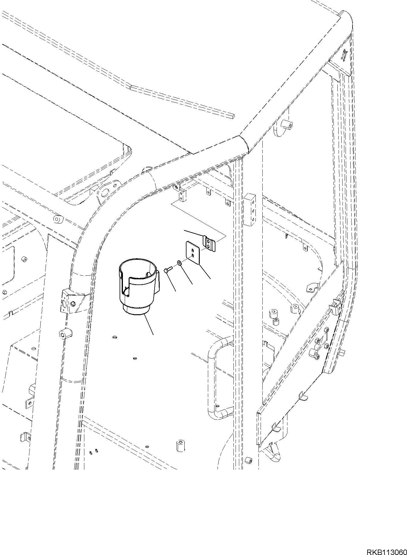 Komatsu parts book diagram for PC35MR-5 S/N F50003 AND UP: CAB, CUP HOLDER