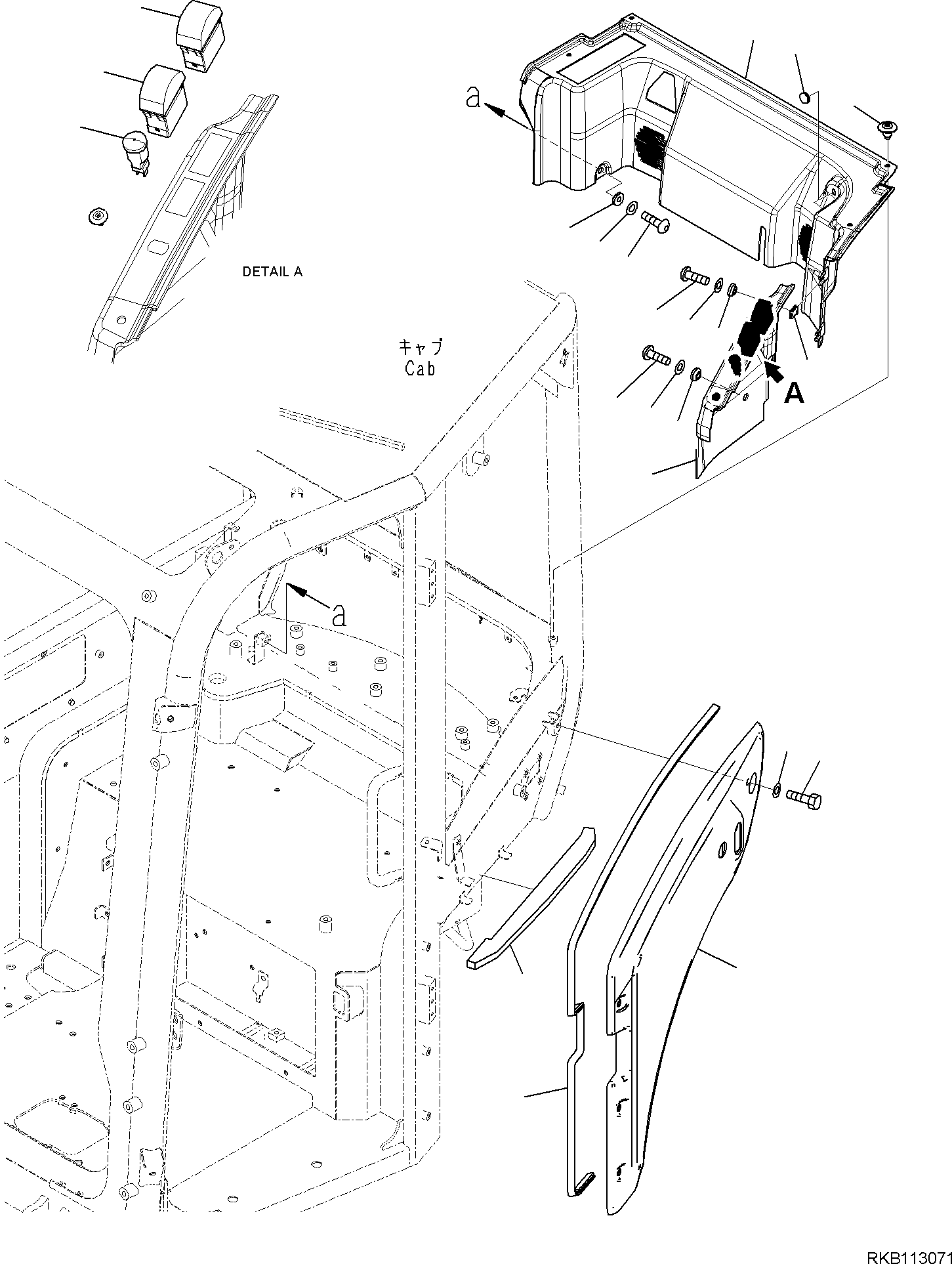 Komatsu parts book diagram for PC35MR-5 S/N F50003 AND UP: CAB, REAR COVER