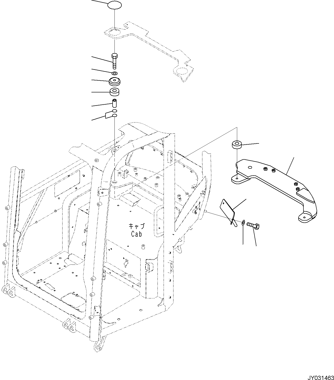 Komatsu parts book diagram for PC35MR-5 S/N F50003 AND UP: CAB, CAB MOUNTING