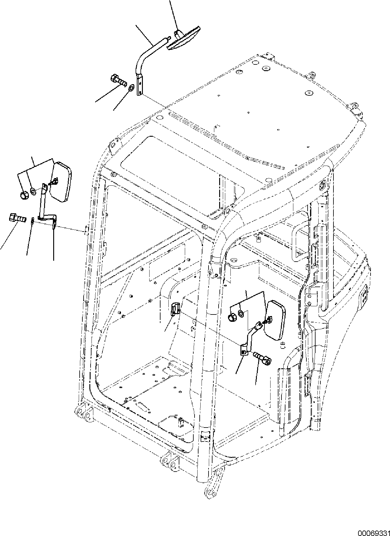 Komatsu parts book diagram for PC35MR-5 S/N F50003 AND UP: CAB, REARVIEW MIRROR