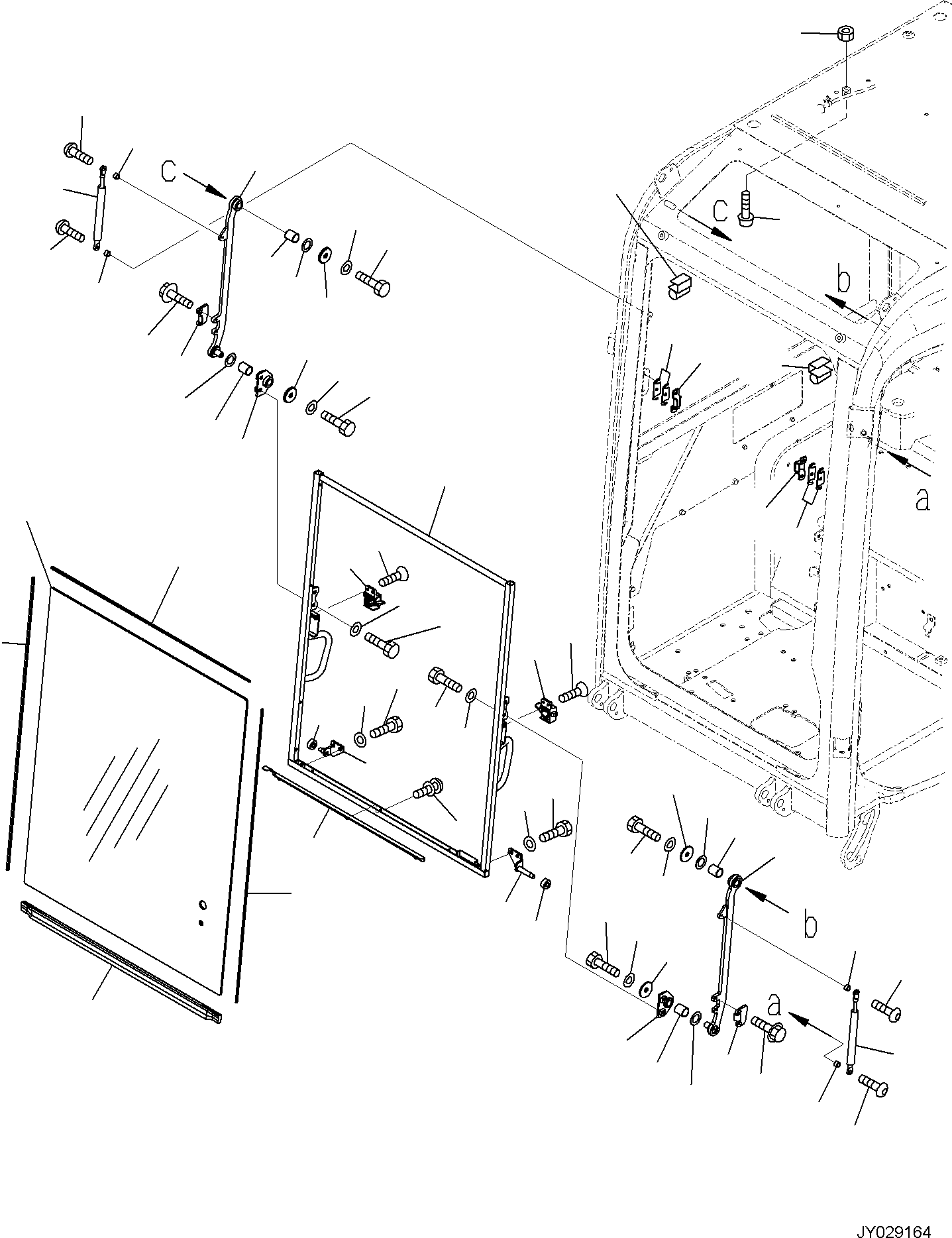 Komatsu parts book diagram for PC35MR-5 S/N F50003 AND UP: CAB, FRONT WINDOW
