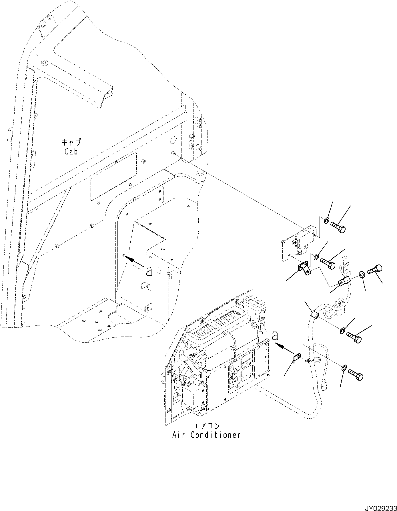 Komatsu parts book diagram for PC35MR-5 S/N F50003 AND UP: CAB, AIR CONDITIONER UNIT MOUNTING (2/2)