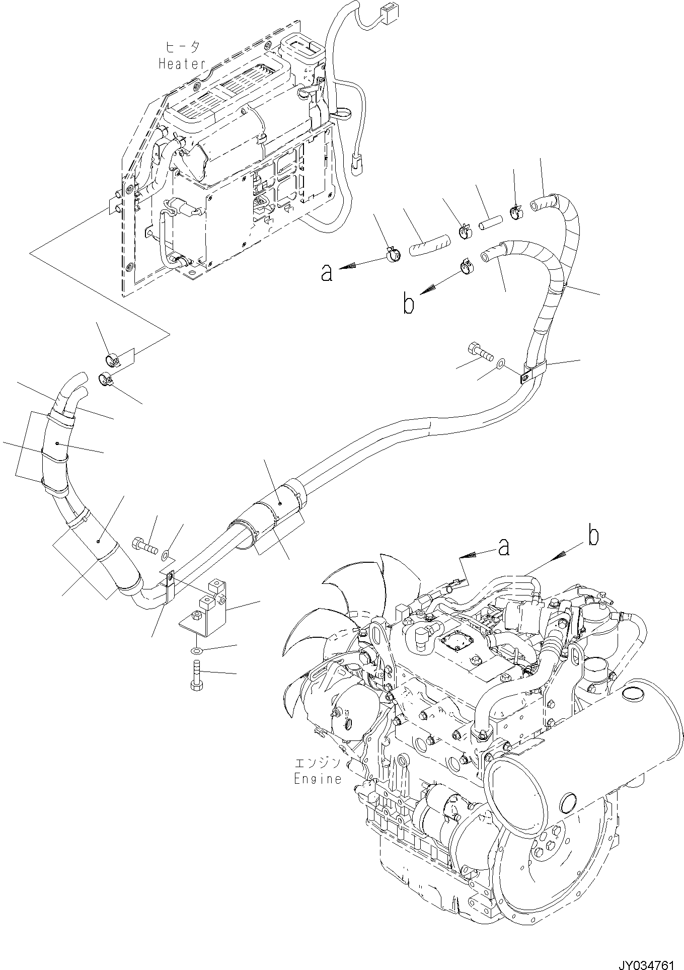 Komatsu parts book diagram for PC35MR-5 S/N F50003 AND UP: HEATER RELATED PARTS