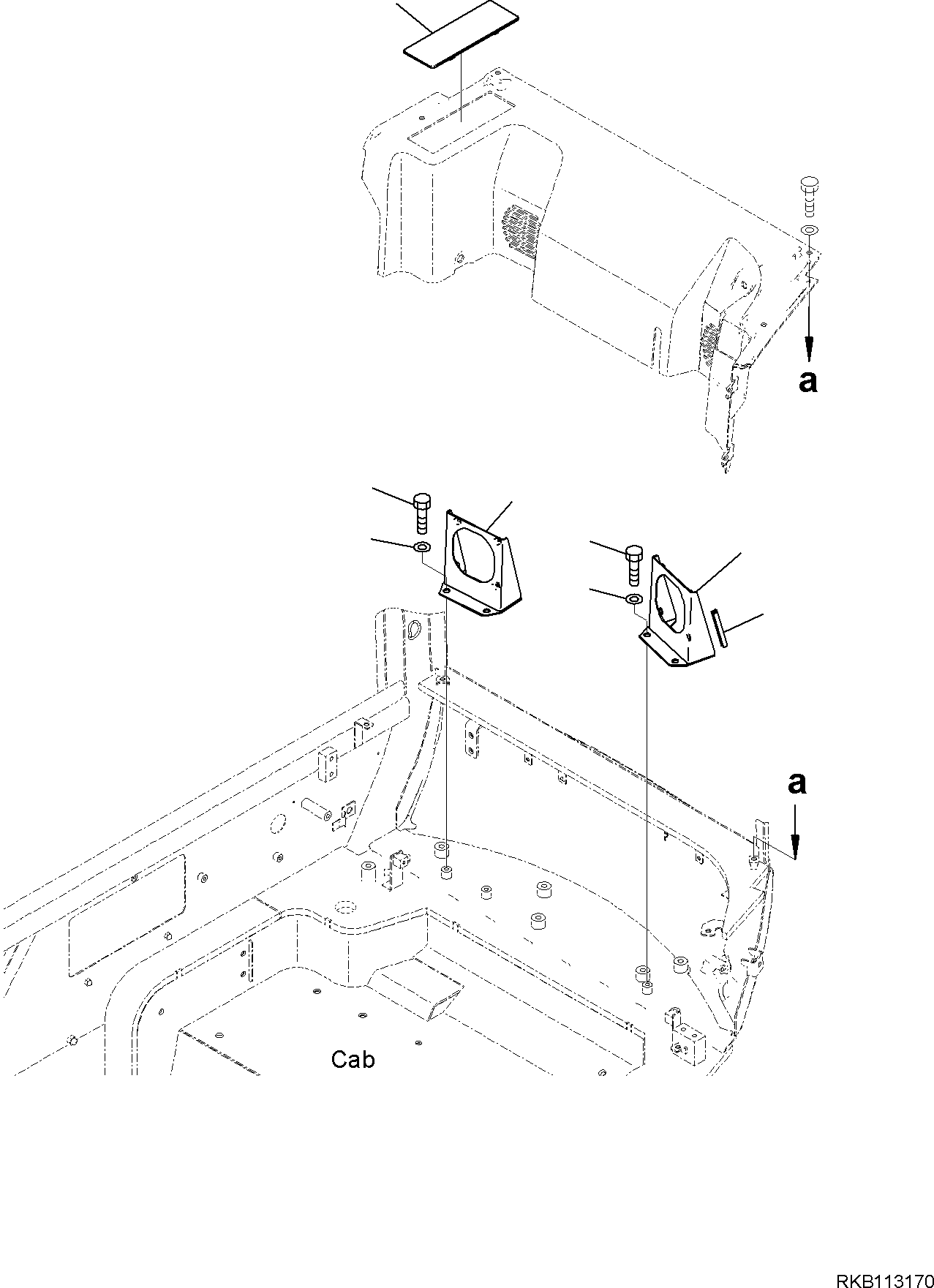 Komatsu parts book diagram for PC35MR-5 S/N F50003 AND UP: PARTS FOR LESS RADIO