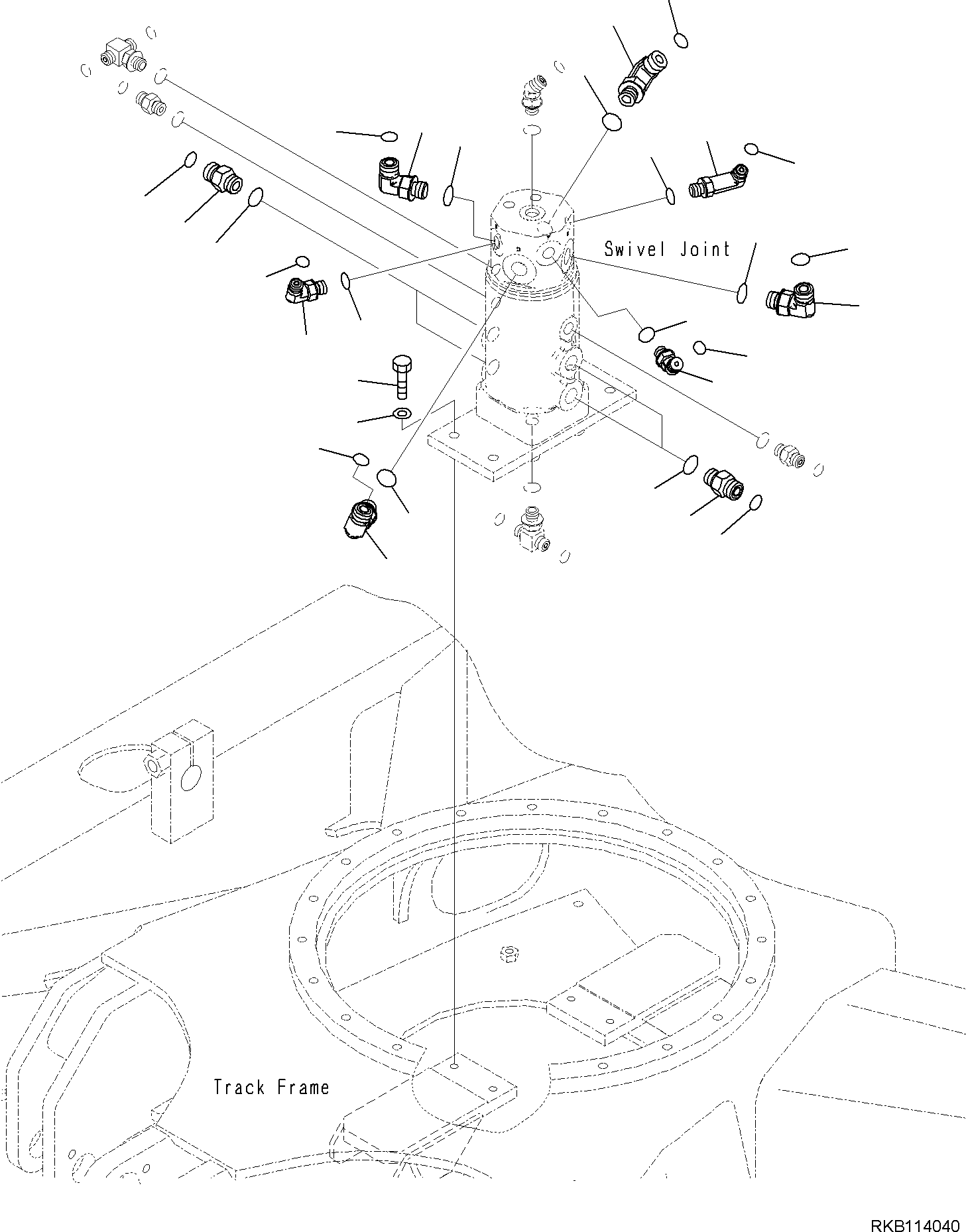 Komatsu parts book diagram for PC35MR-5 S/N F50003 AND UP: TRACK FRAME, TRACK FRAME, CONNECTING PARTS, SWIVEL JOINT