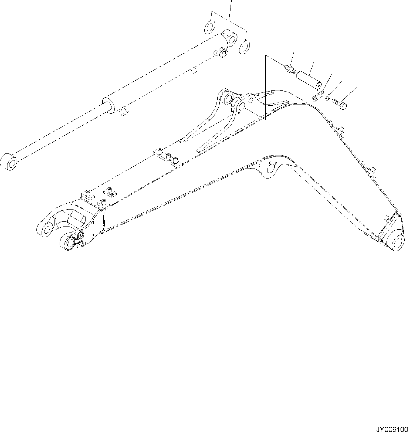 Komatsu parts book diagram for PC35MR-5 S/N F50003 AND UP: BOOM UNIT, PIN, ARM CYLINDER