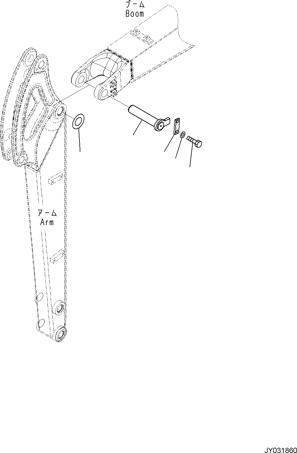 Komatsu parts book diagram for PC35MR-5 S/N F50003 AND UP: BOOM UNIT, PIN, ARM
