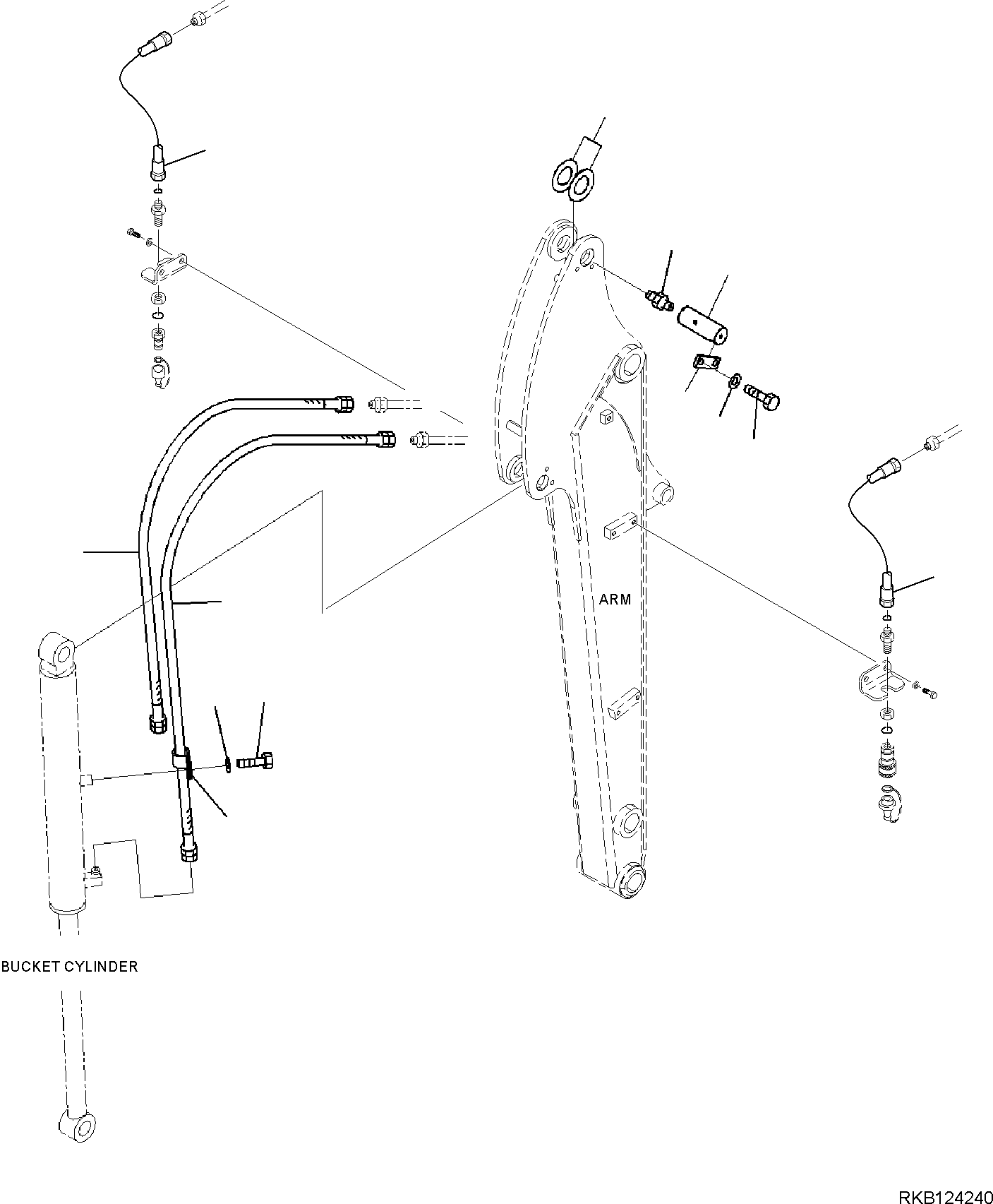 Komatsu parts book diagram for PC35MR-5 S/N F50003 AND UP: ARM UNIT, PIN AND PIPING