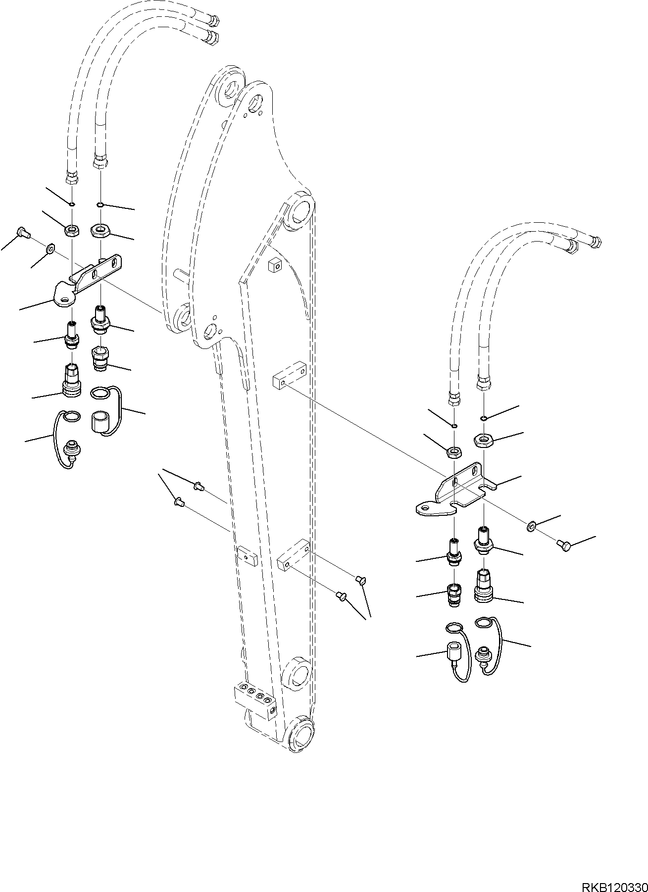 Komatsu parts book diagram for PC35MR-5 S/N F50003 AND UP: ARM UNIT, ADDITIONAL PIPING (1/2)