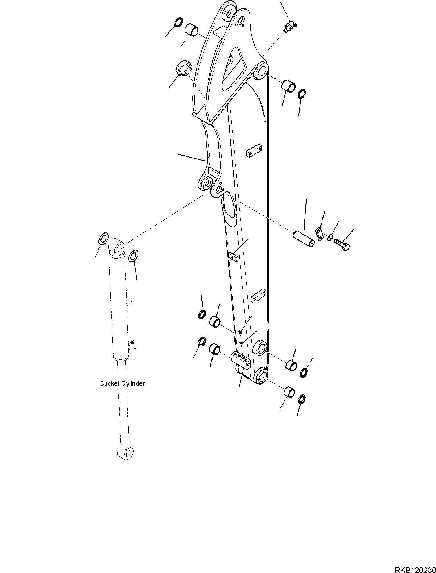 Komatsu parts book diagram for PC35MR-5 S/N F50003 AND UP: ARM UNIT, ARM AND PIN