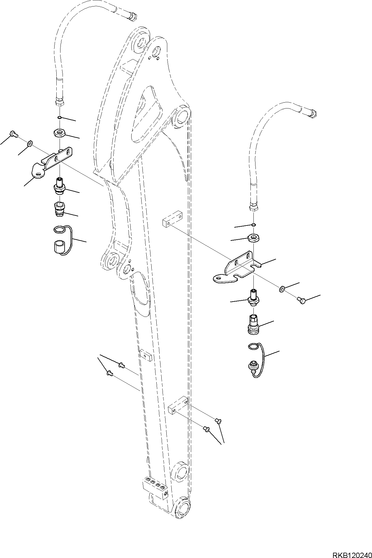 Komatsu parts book diagram for PC35MR-5 S/N F50003 AND UP: ARM UNIT, ADDITIONAL PIPING (1/2)